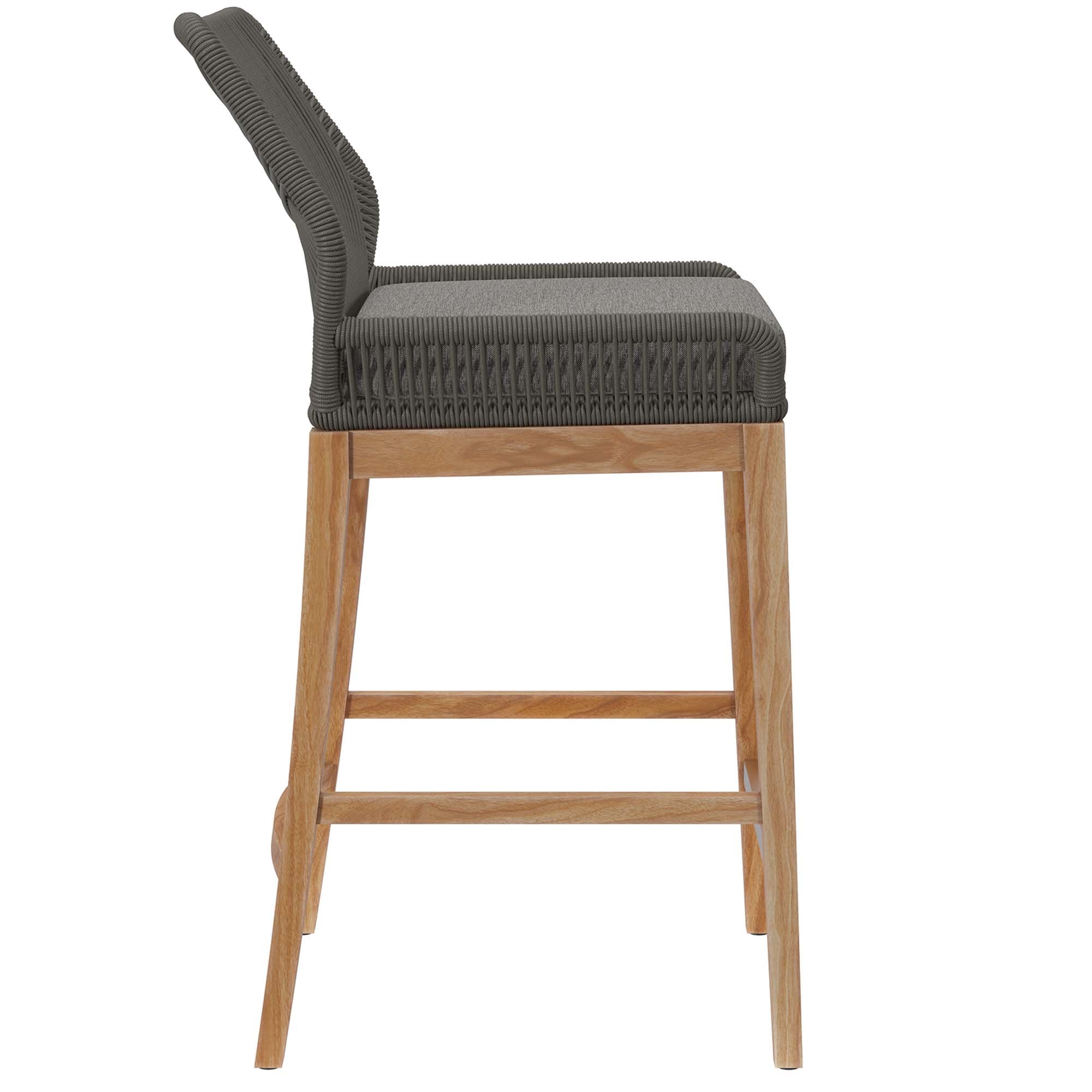 Tabouret de bar en bois de teck pour patio extérieur Wellspring