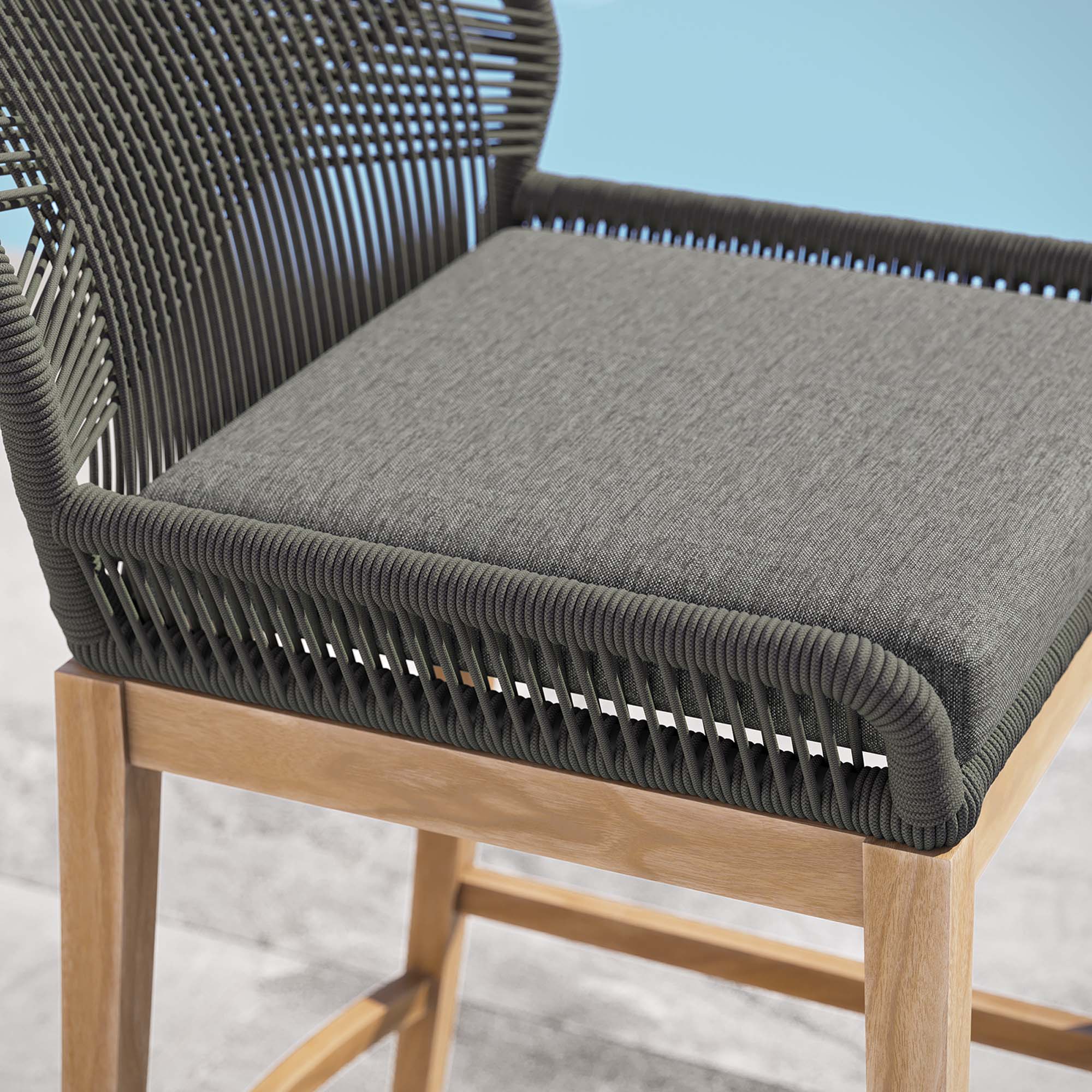 Tabouret de bar en bois de teck pour patio extérieur Wellspring