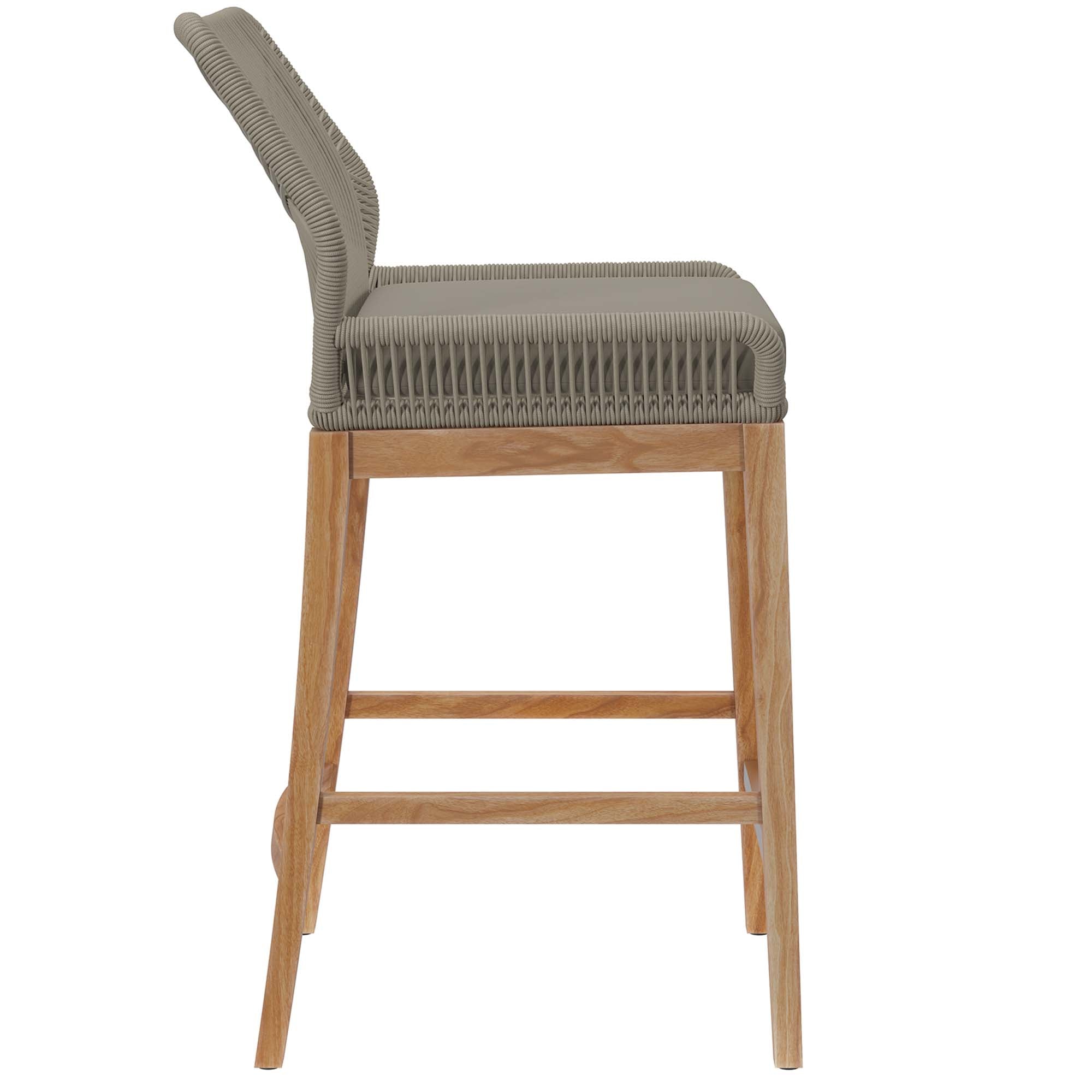Tabouret de bar en bois de teck pour patio extérieur Wellspring