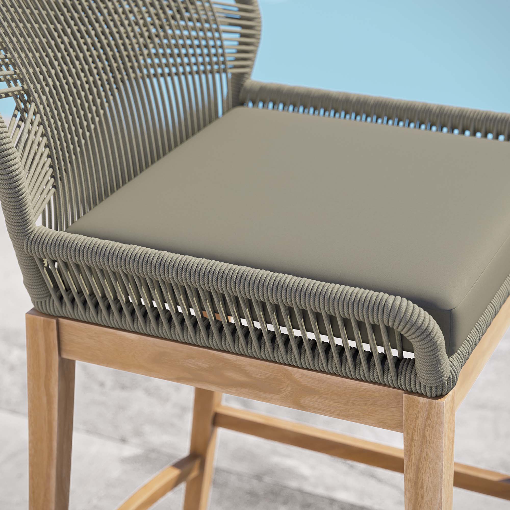 Tabouret de bar en bois de teck pour patio extérieur Wellspring