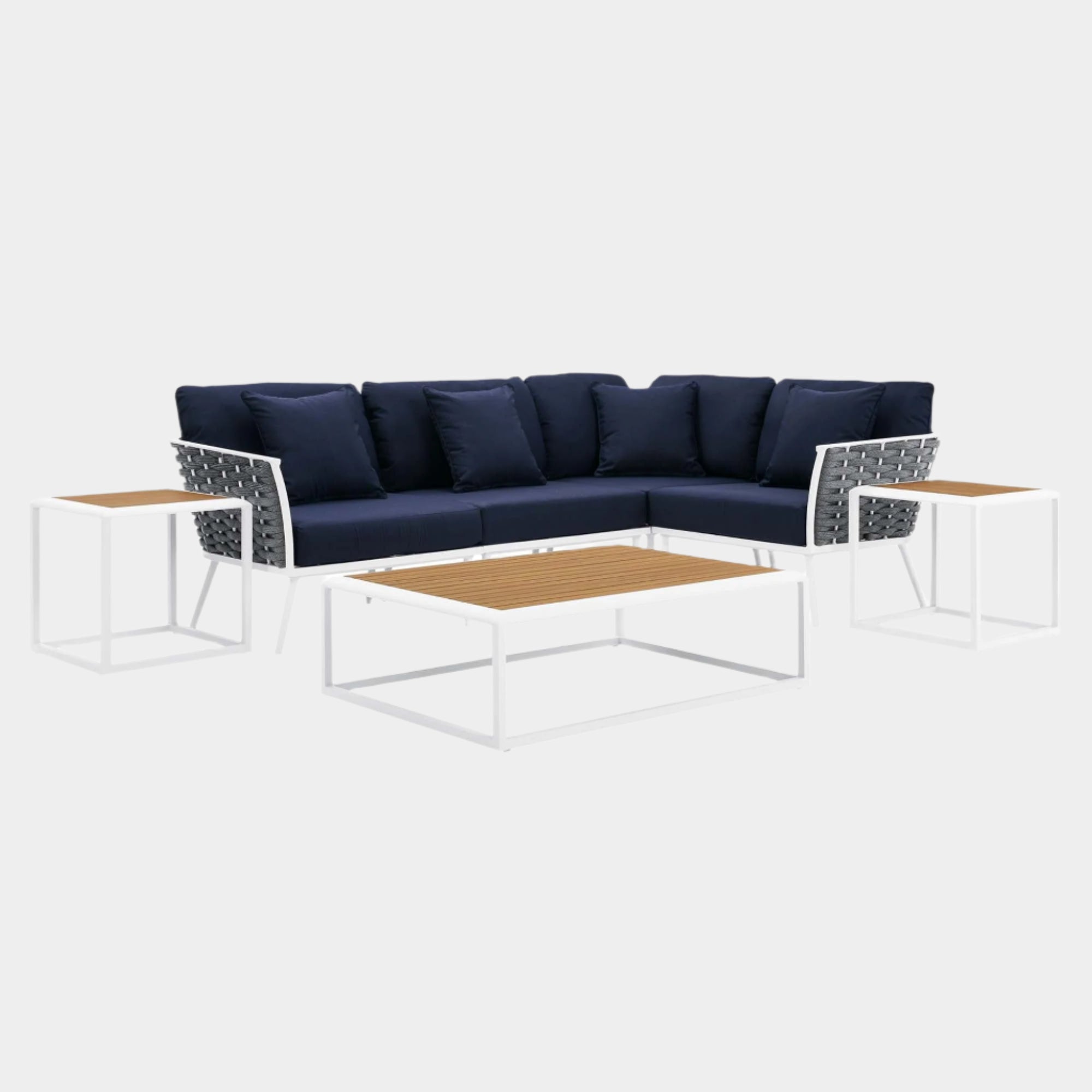 Stance 7 Piece Outdoor Patio Aluminum Sectional Sofa Set