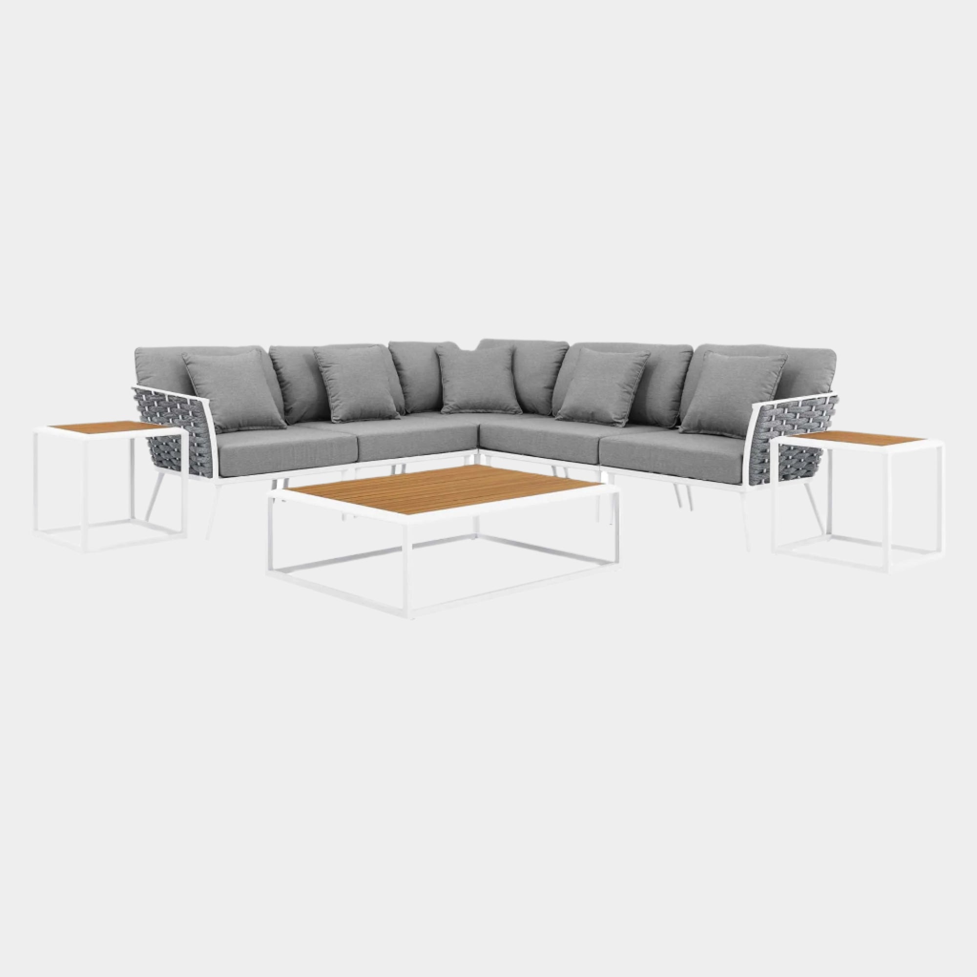 Stance 8 Piece Outdoor Patio Aluminum Sectional Sofa Set