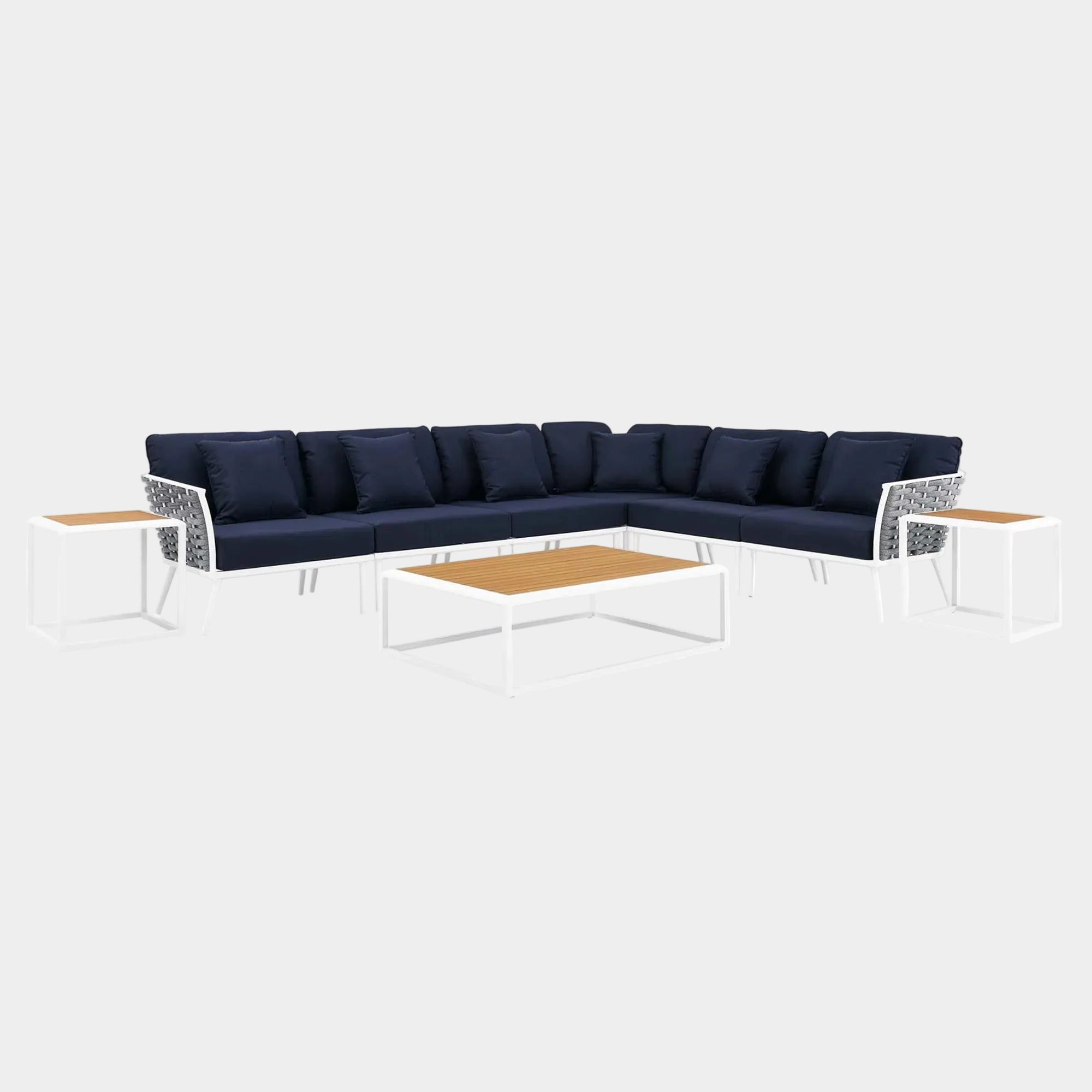 Stance 9 Piece Aluminum Outdoor Patio Aluminum Sectional Sofa Set