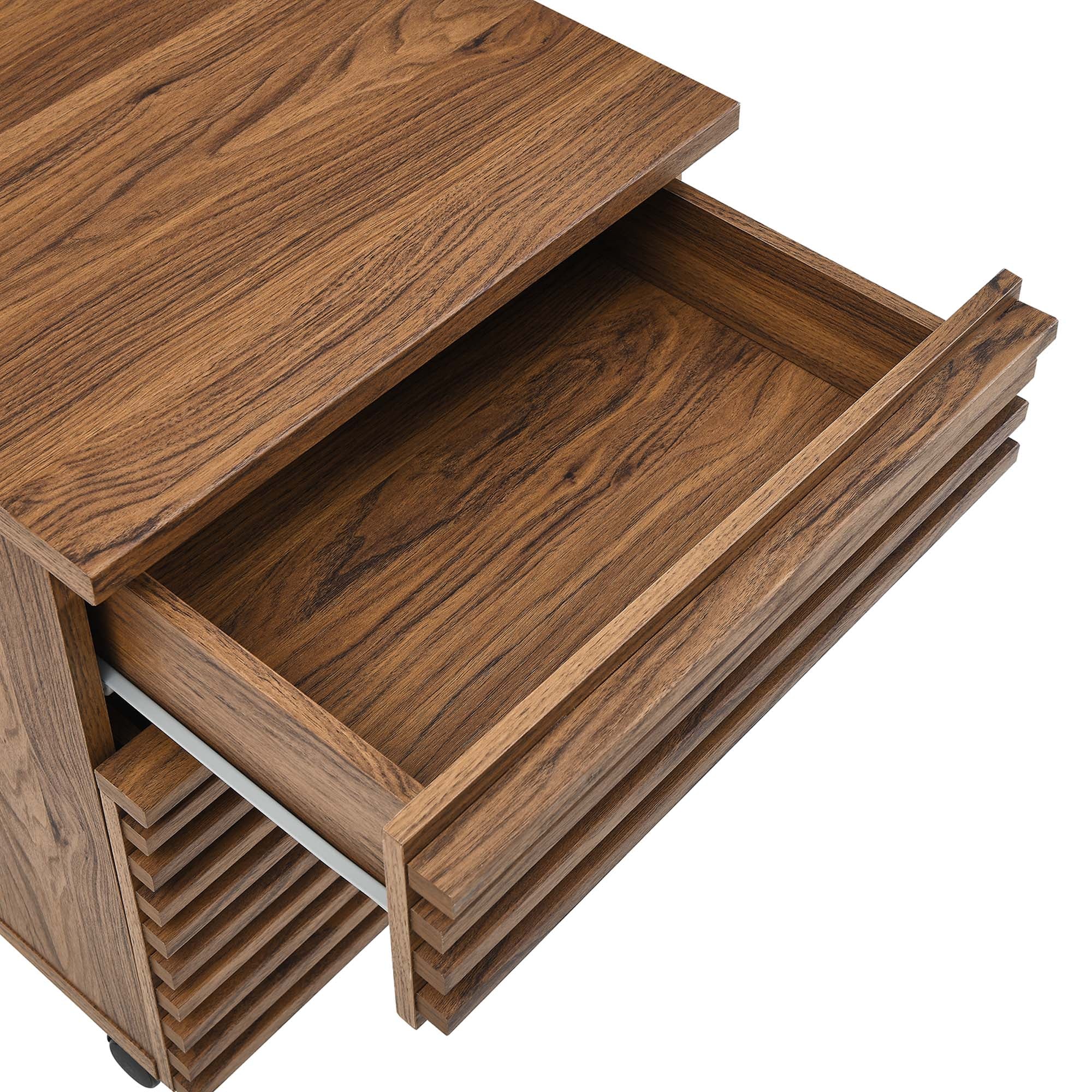 Render Wood Desk and File Cabinet Set in Walnut