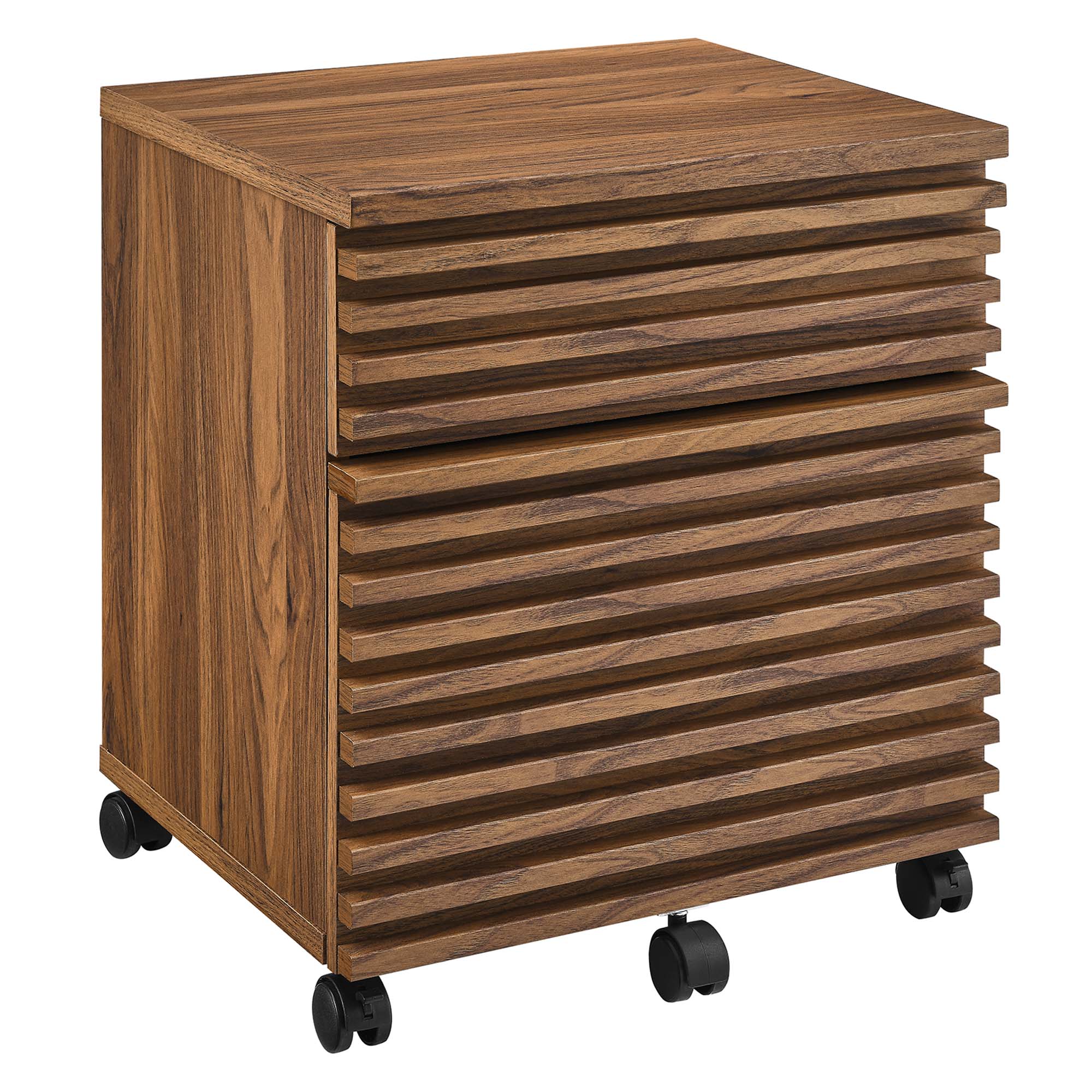 Render Wood Desk and File Cabinet Set in Walnut