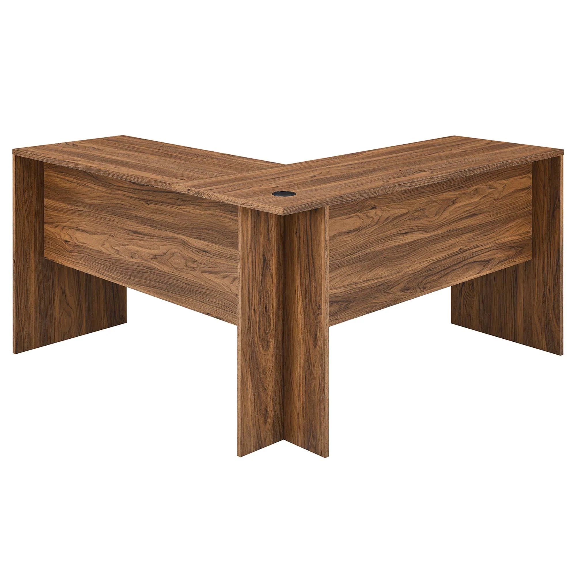 Transmit Wood Desk and File Cabinet Set in Walnut White