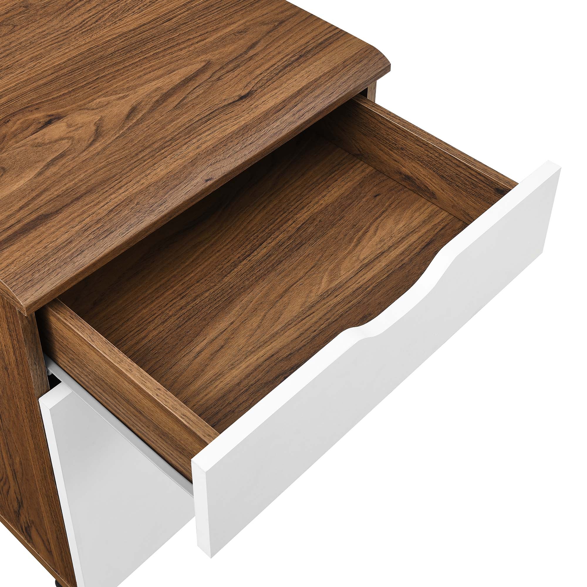 Envision Wood Desk and File Cabinet Set in Walnut White