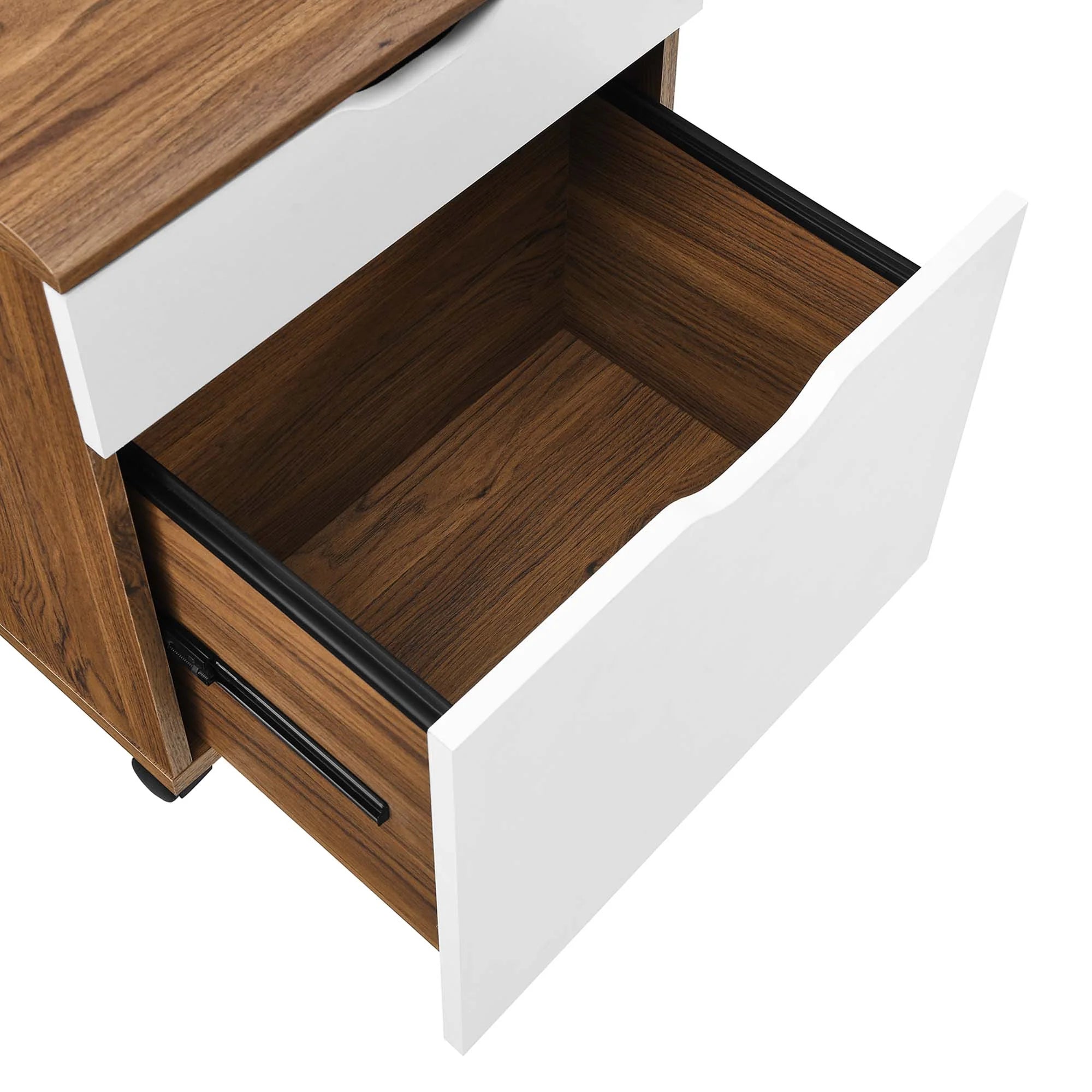 Envision Wood Desk and File Cabinet Set in Walnut White