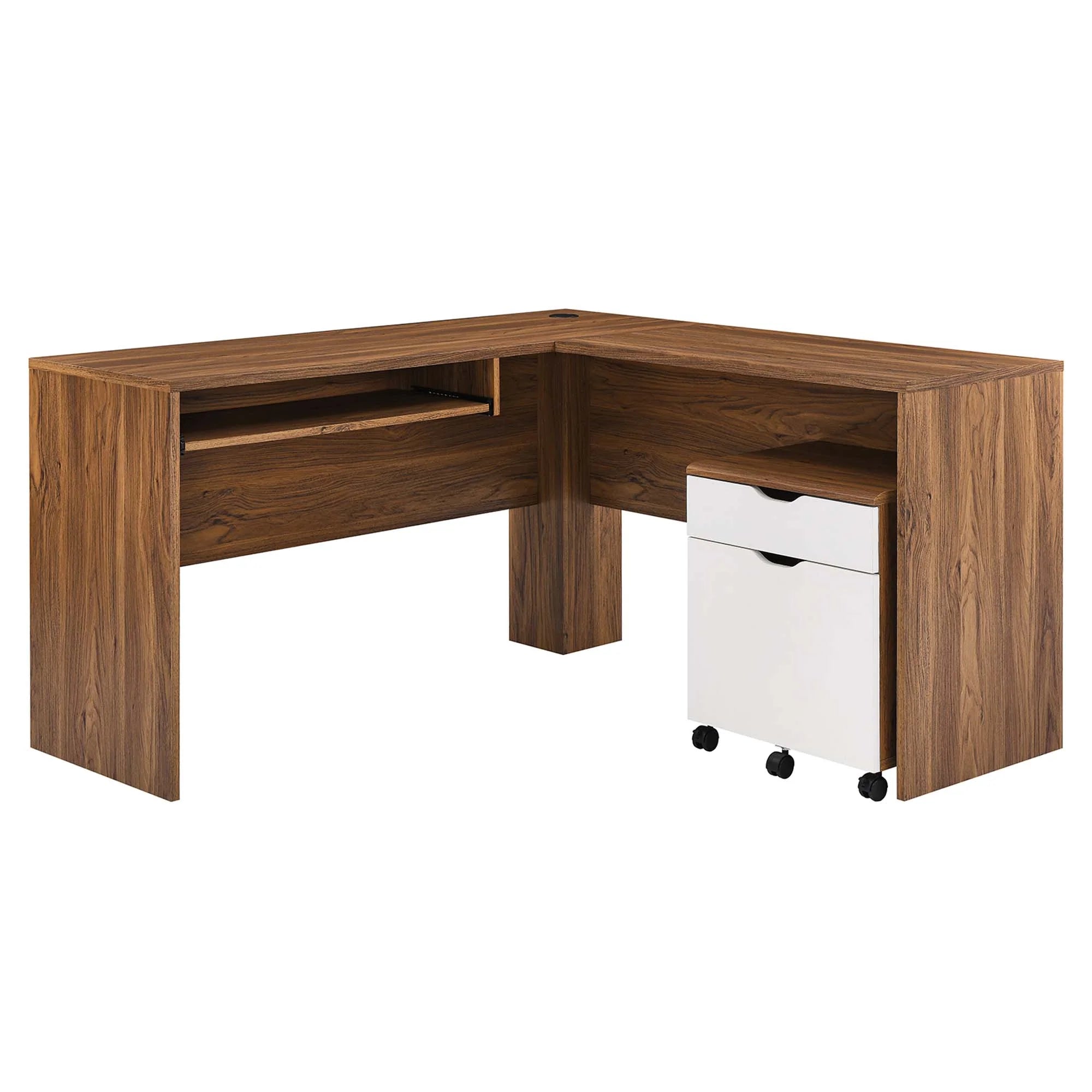 Envision Wood Desk and File Cabinet Set in Walnut White
