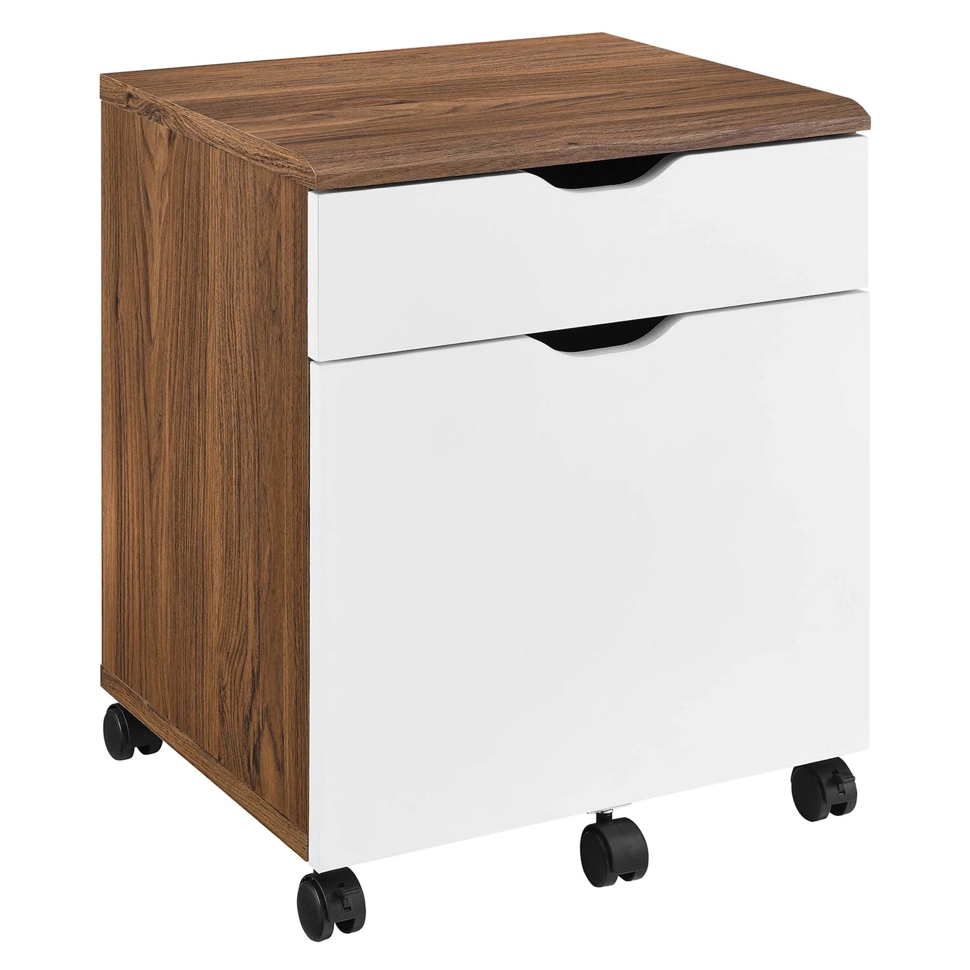 Envision Wood Desk and File Cabinet Set in Walnut White