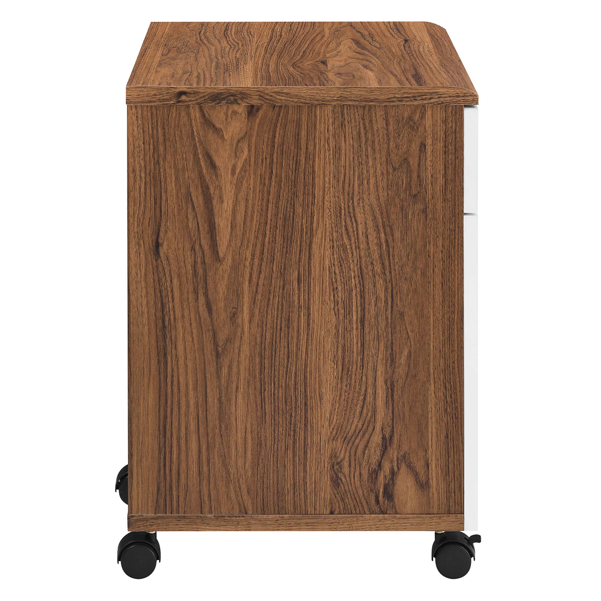 Envision Wood Desk and File Cabinet Set in Walnut White