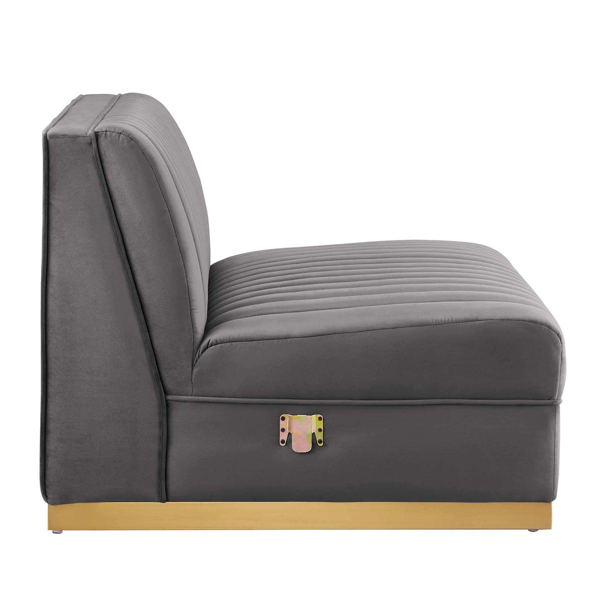 Sanguine 5-Piece Channel Tufted Performance Velvet Left-Facing Modular Sectional Sofa in Gray