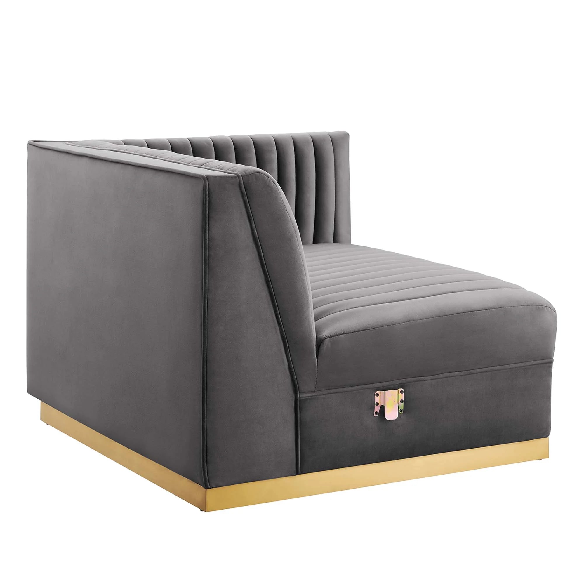 Sanguine 5-Piece Channel Tufted Performance Velvet Left-Facing Modular Sectional Sofa in Gray