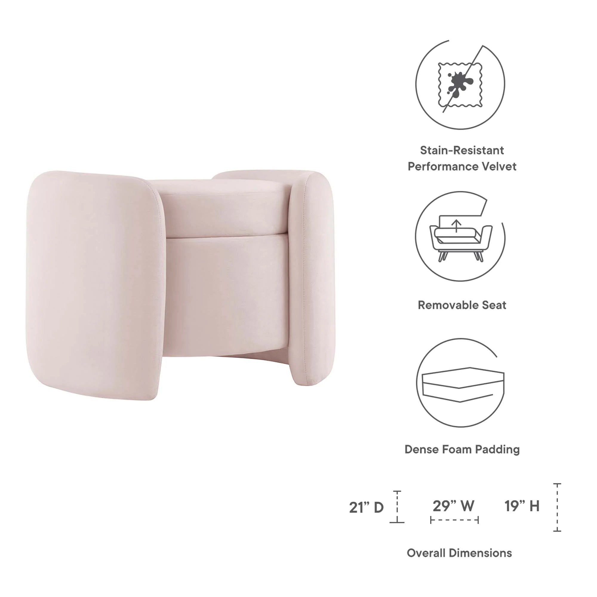 Chaise sans accoudoirs rembourrée en duvet Commix