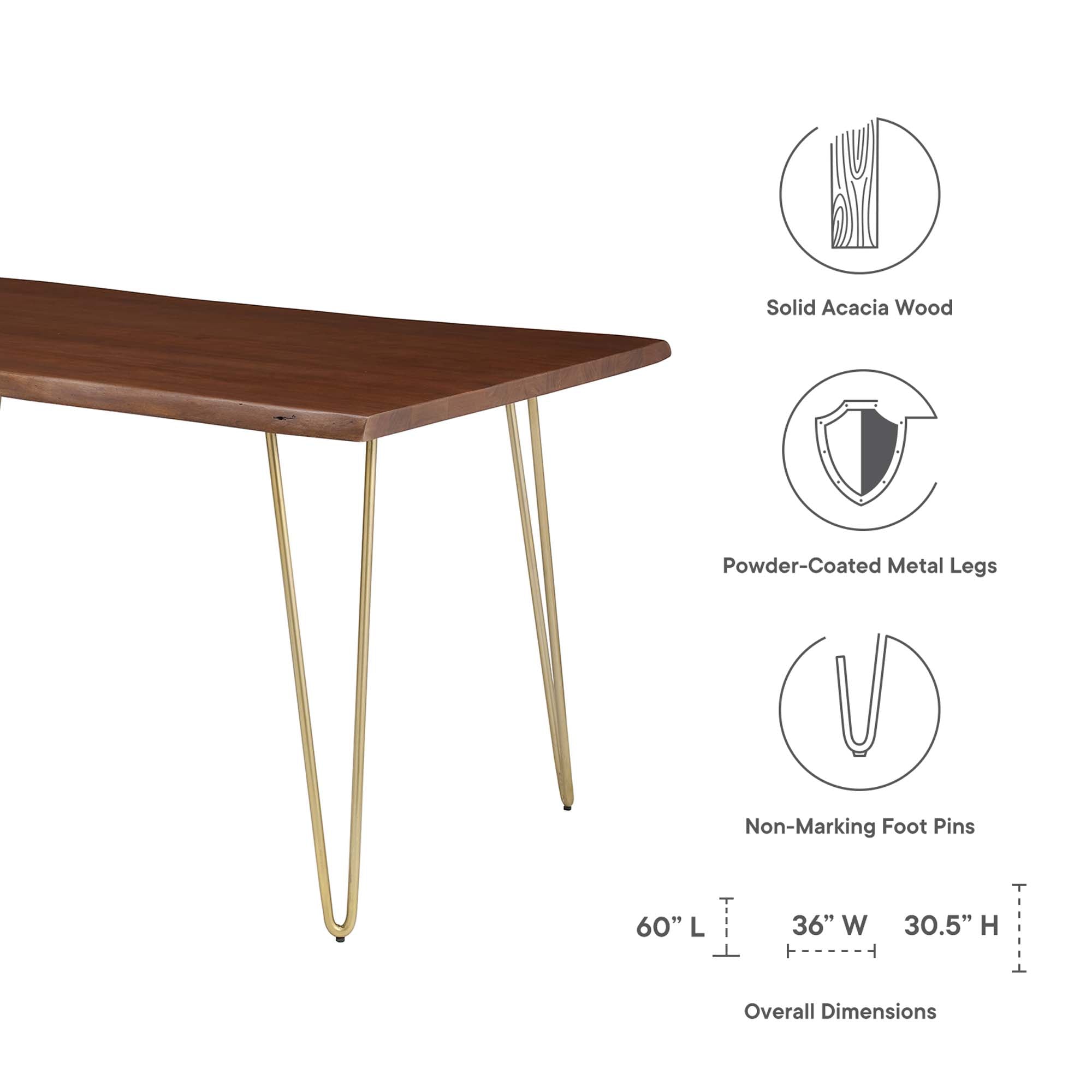Table à manger en bois d'acacia à bords vivants Ardor de 74 po