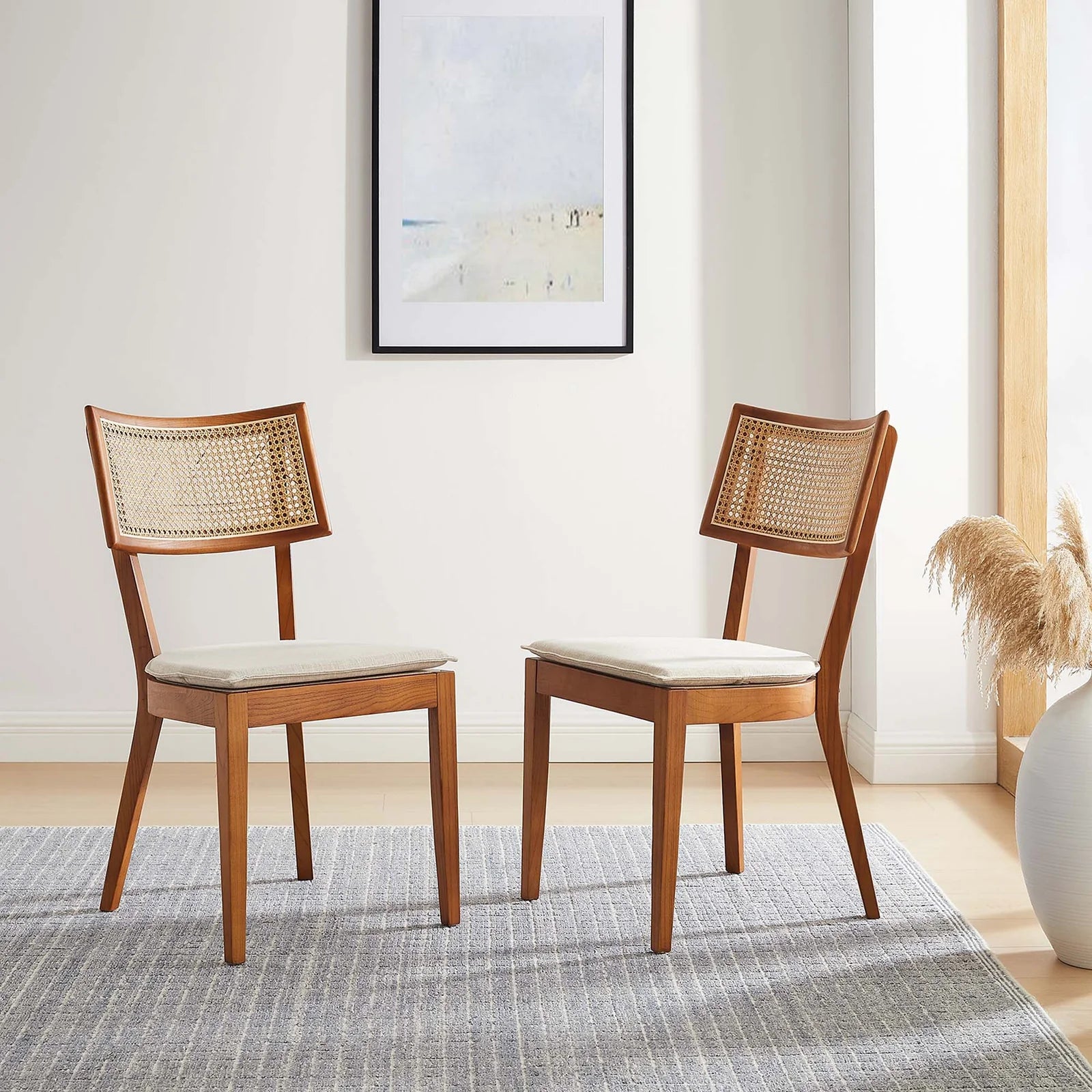 Caledonia Fabric Upholstered Wood Dining Chair Set of 2