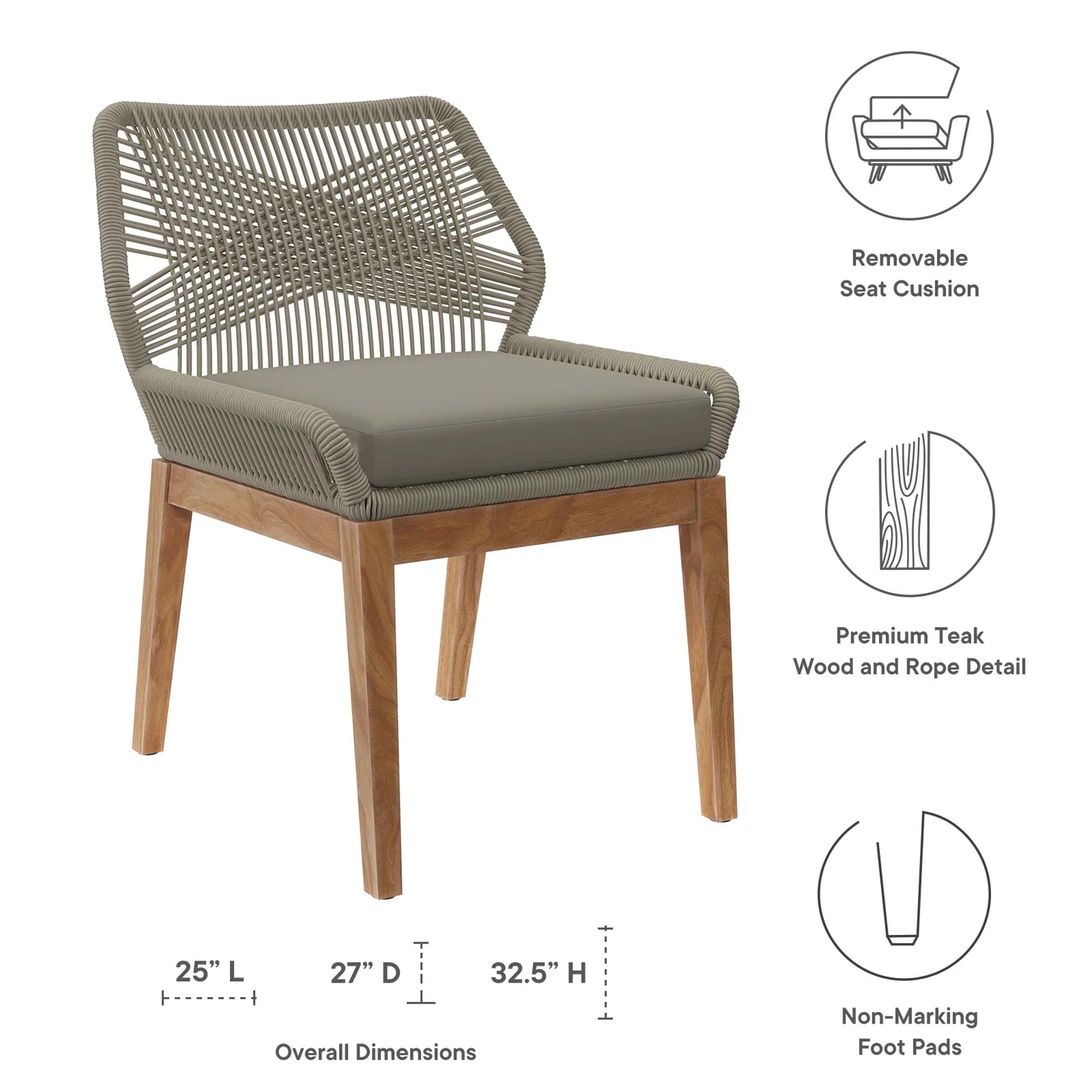 Ensemble de salle à manger d'extérieur en bois de teck Wellspring 5 pièces