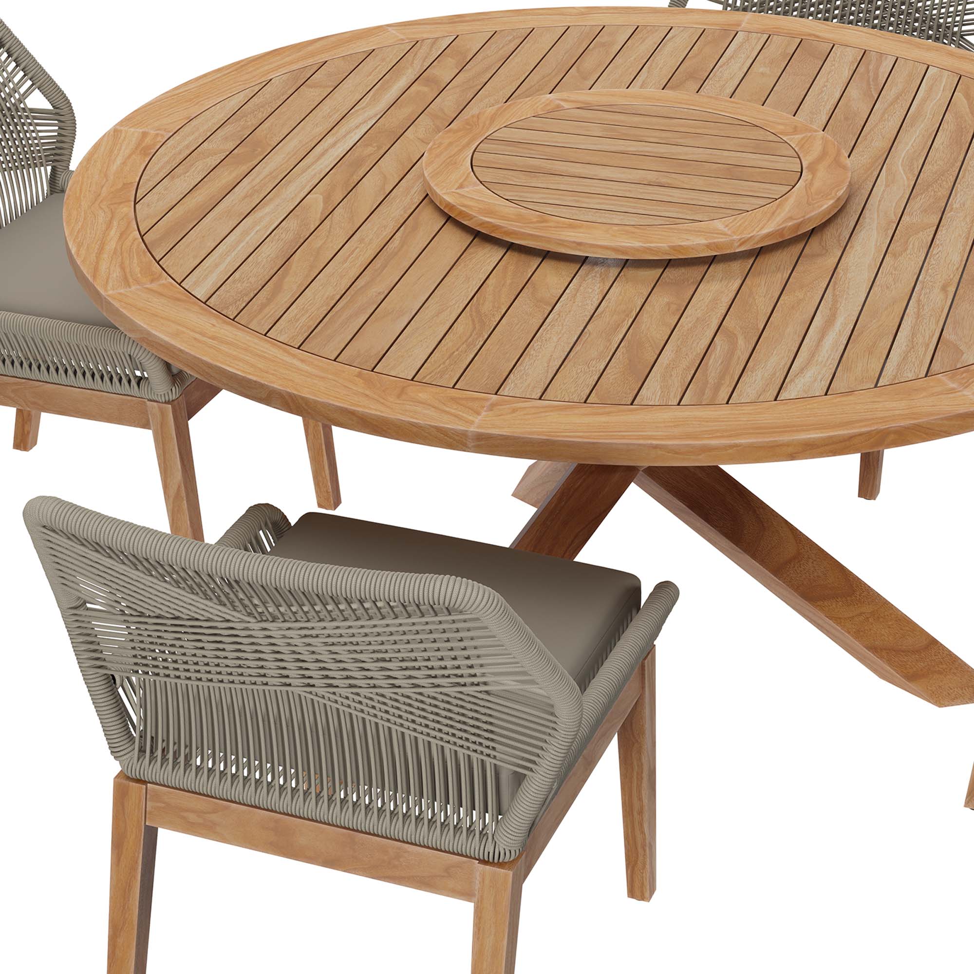 Ensemble de salle à manger d'extérieur en bois de teck Wellspring 5 pièces