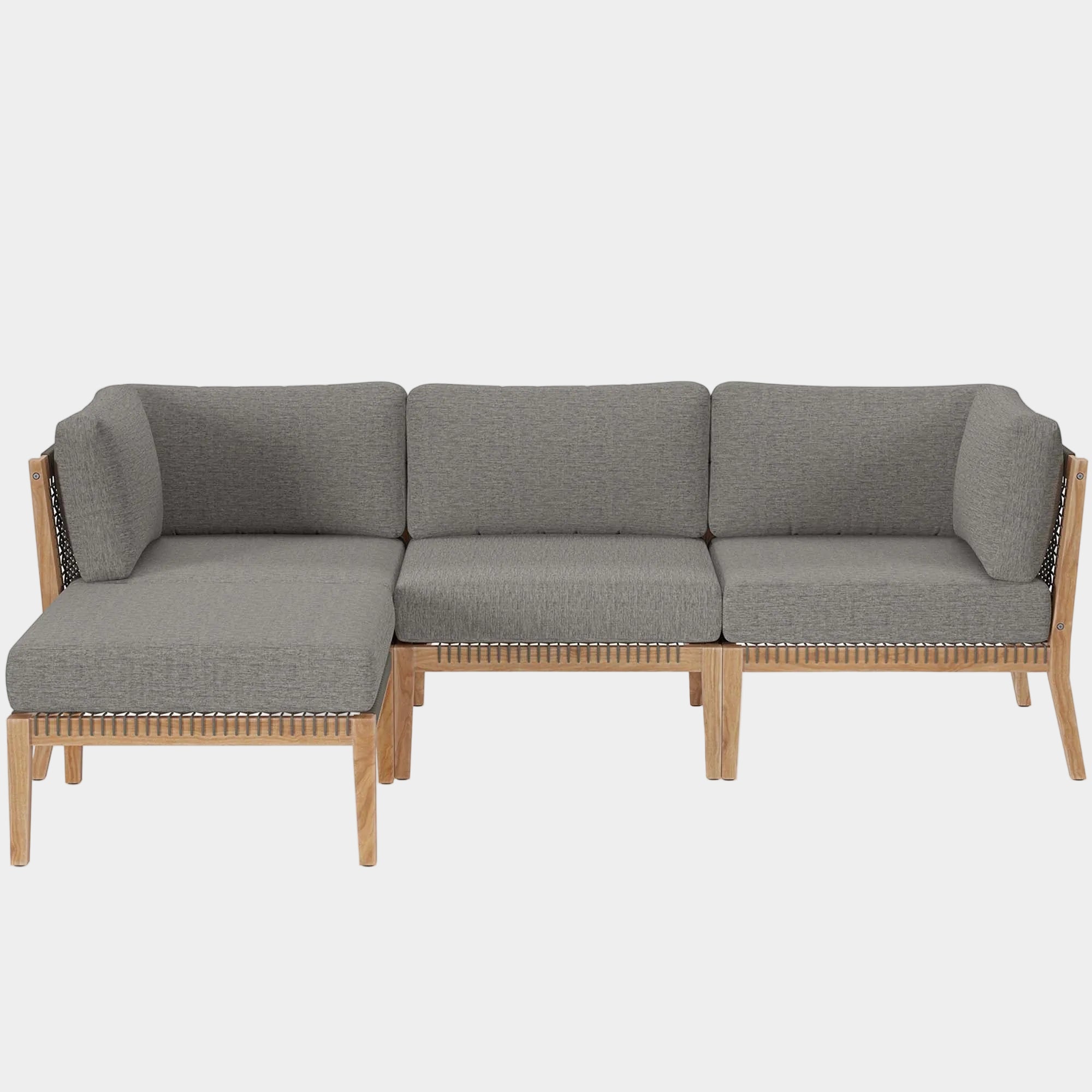Clearwater 4-Piece Outdoor Patio Teak Wood Sectional Sofa
