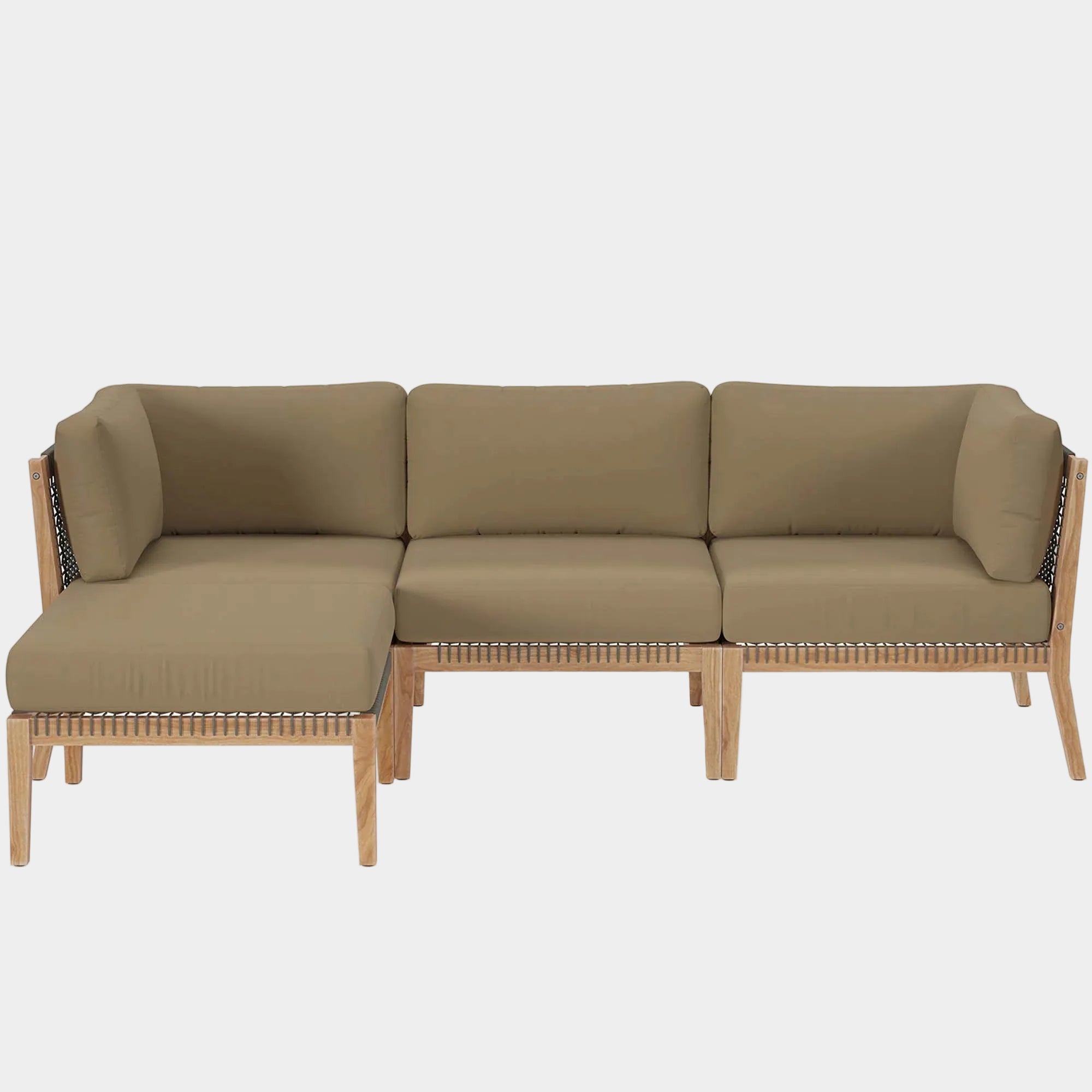 Clearwater 4-Piece Outdoor Patio Teak Wood Sectional Sofa