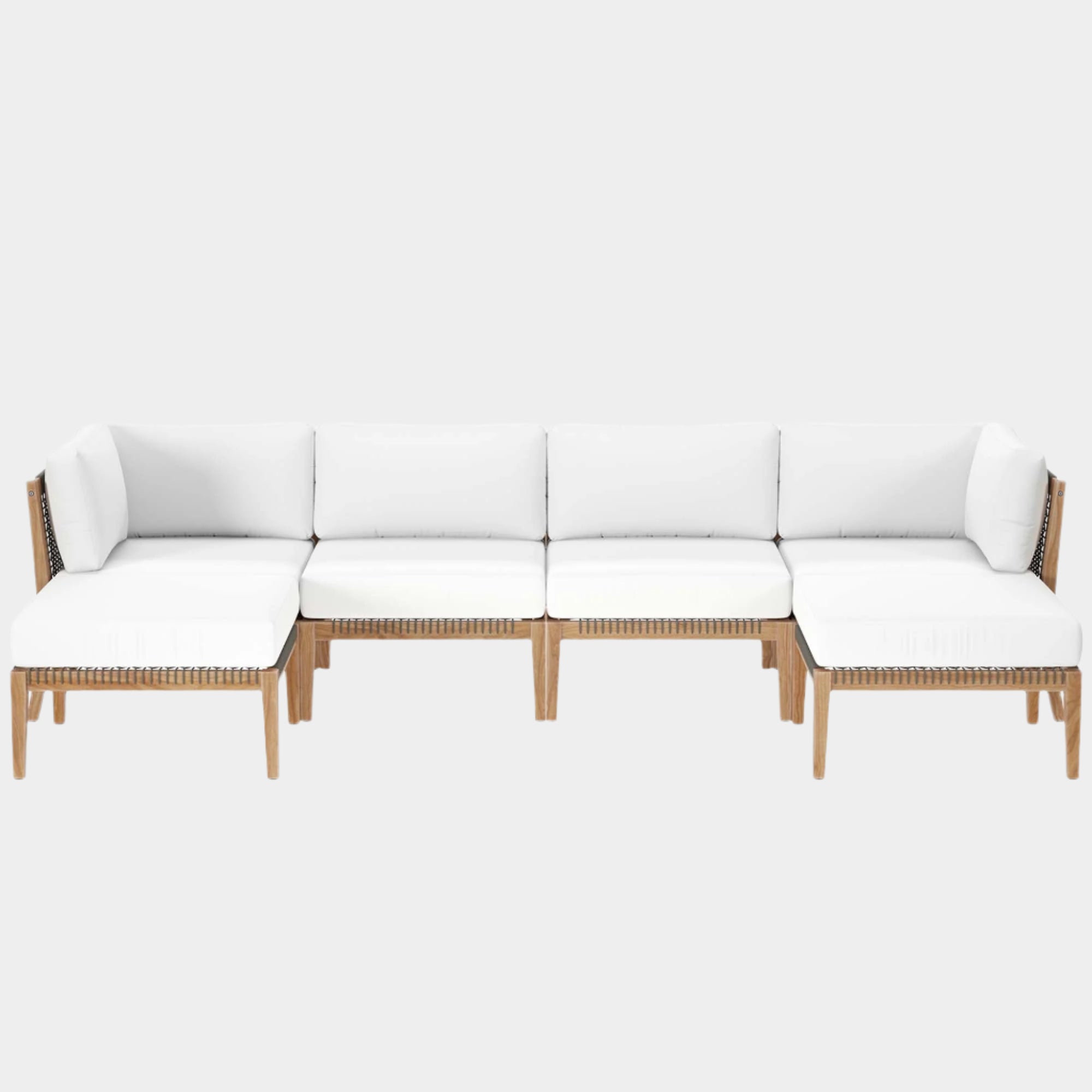 Clearwater 6-Piece Outdoor Patio Teak Wood Sectional Sofa