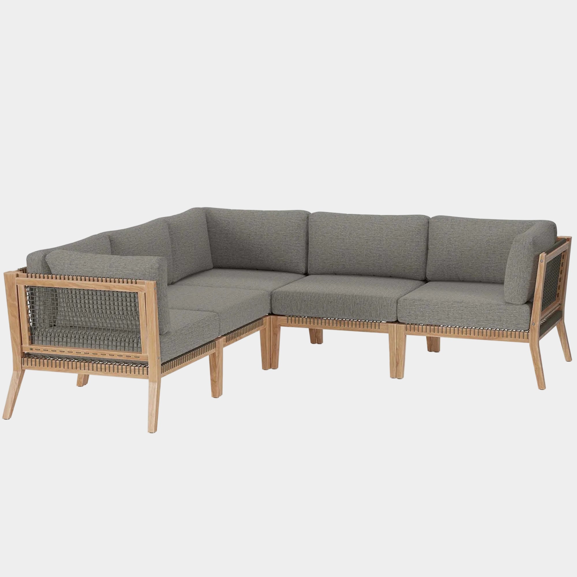 Clearwater 5-Piece Outdoor Patio Teak Wood Sectional Sofa