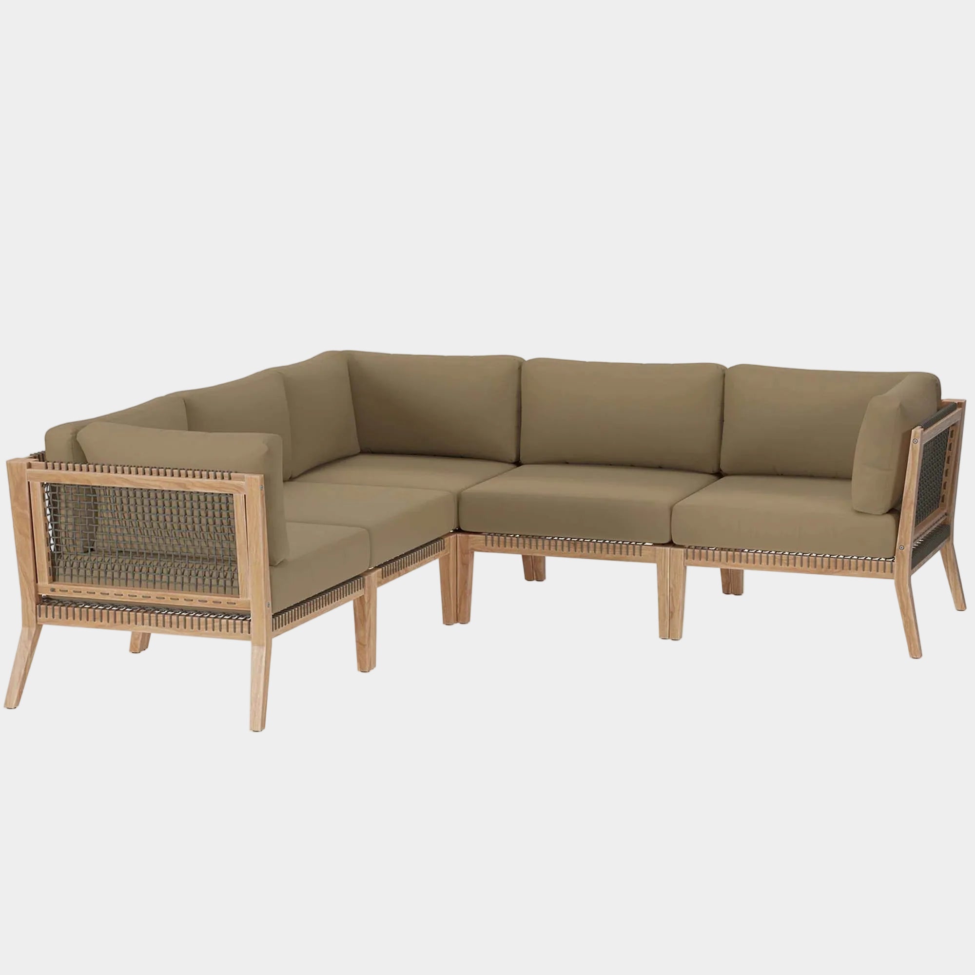 Clearwater 5-Piece Outdoor Patio Teak Wood Sectional Sofa