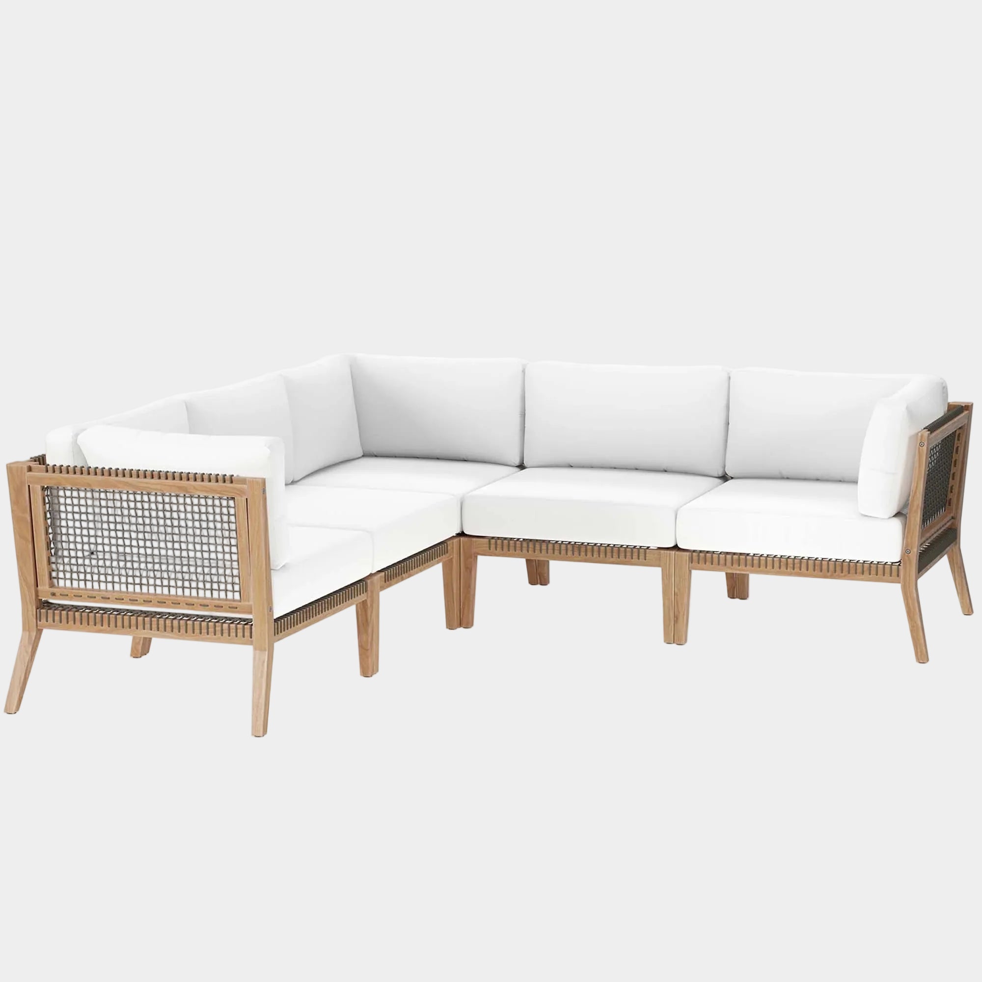 Clearwater 5-Piece Outdoor Patio Teak Wood Sectional Sofa