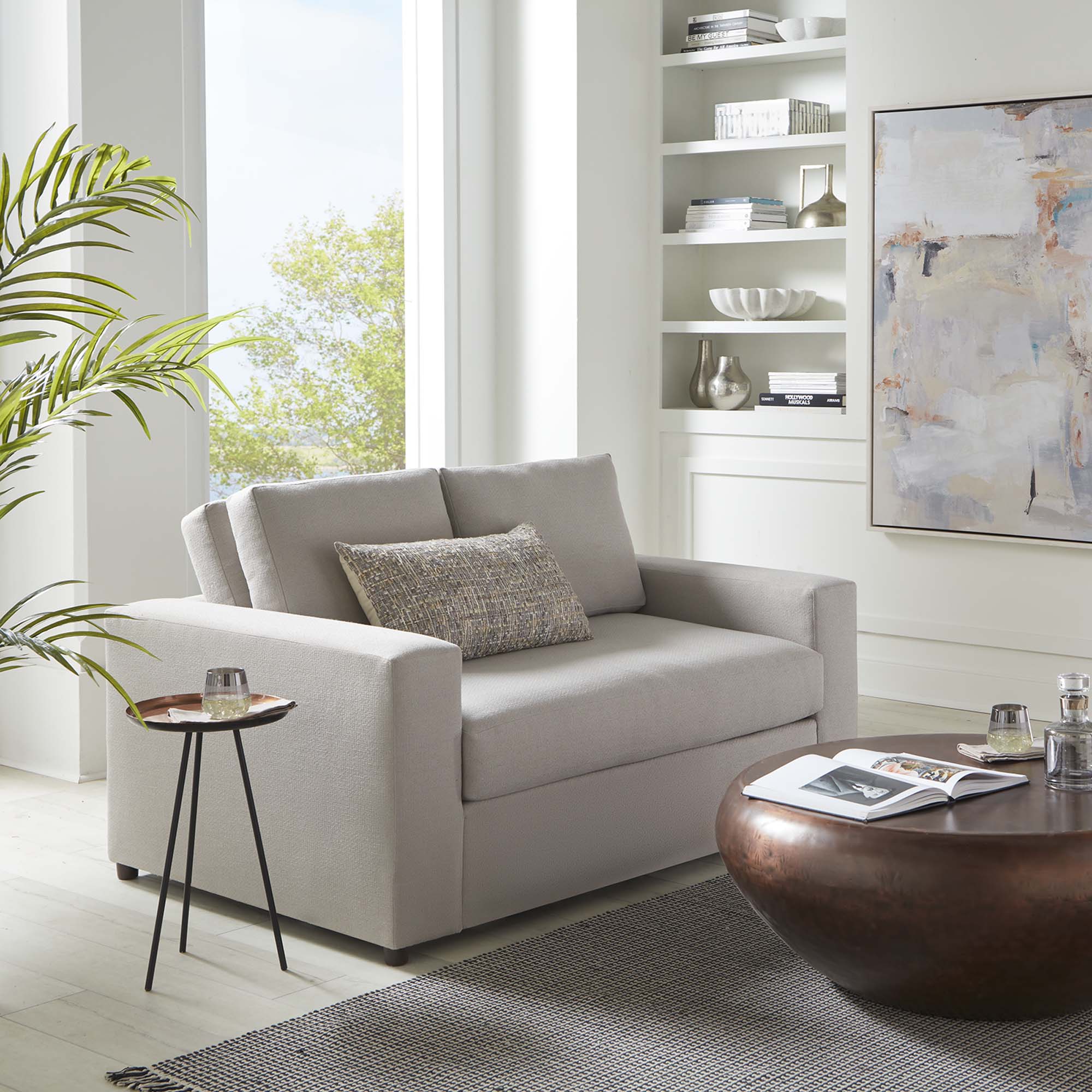Avendale Linen Blend Loveseat in Flint Gray Linen Blend