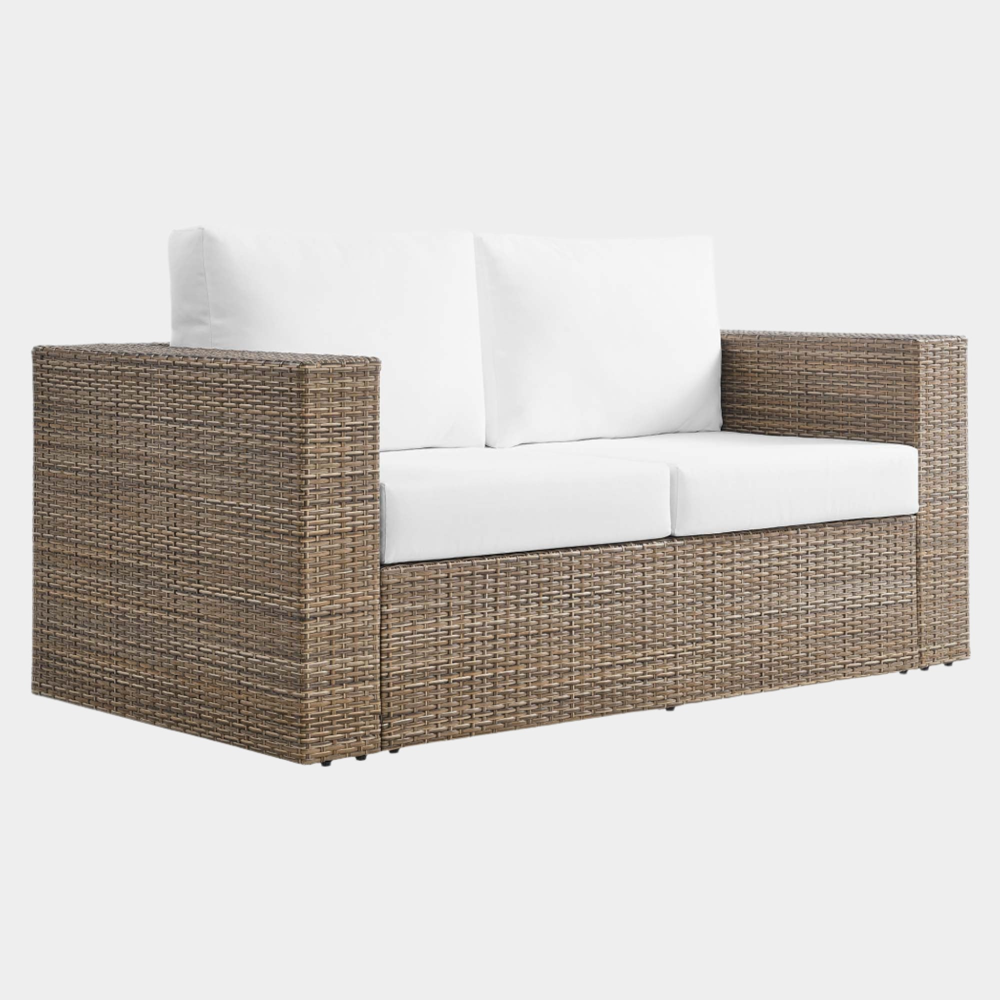 Convene Outdoor Patio Loveseat in Cappuccino White