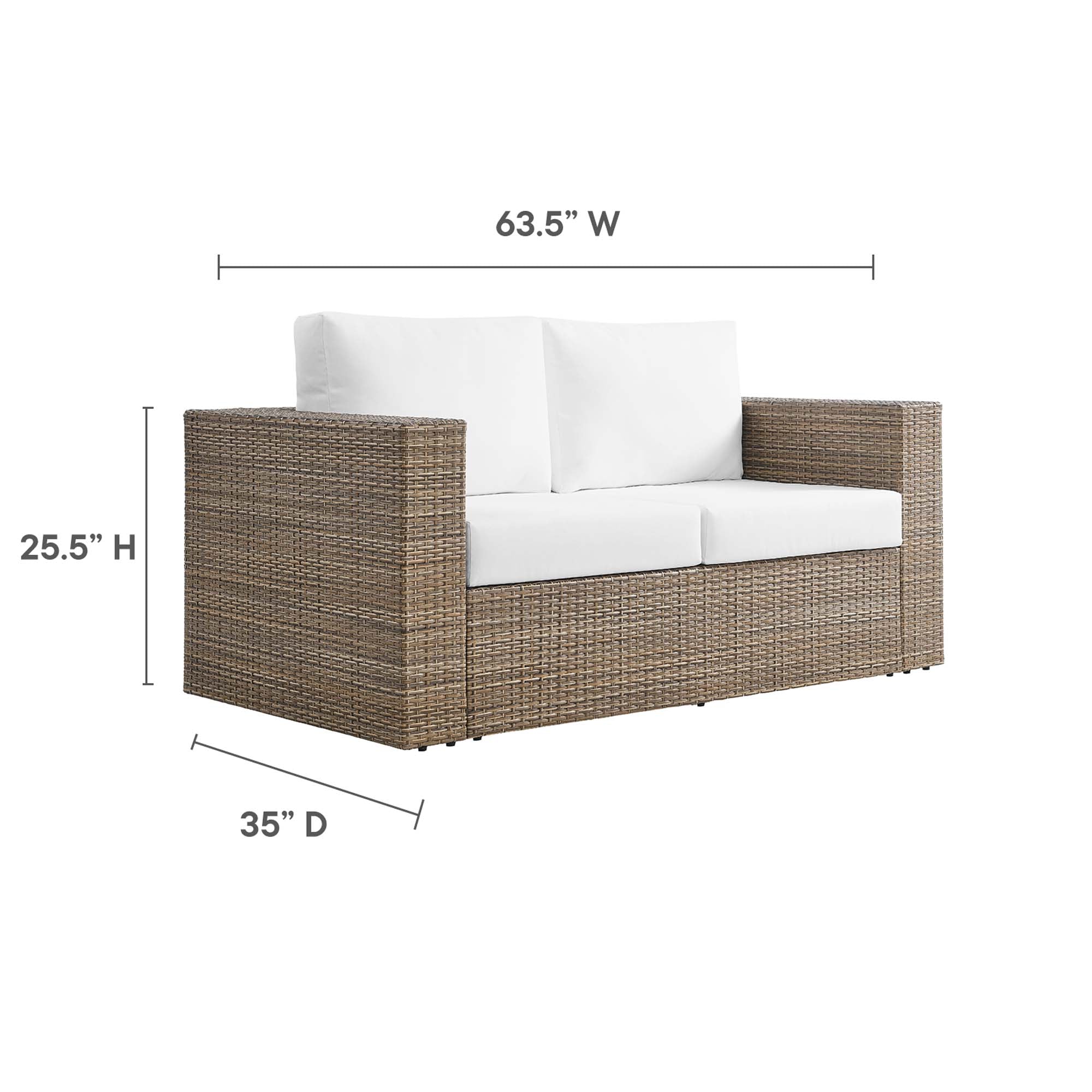 Convene Outdoor Patio Loveseat in Cappuccino White