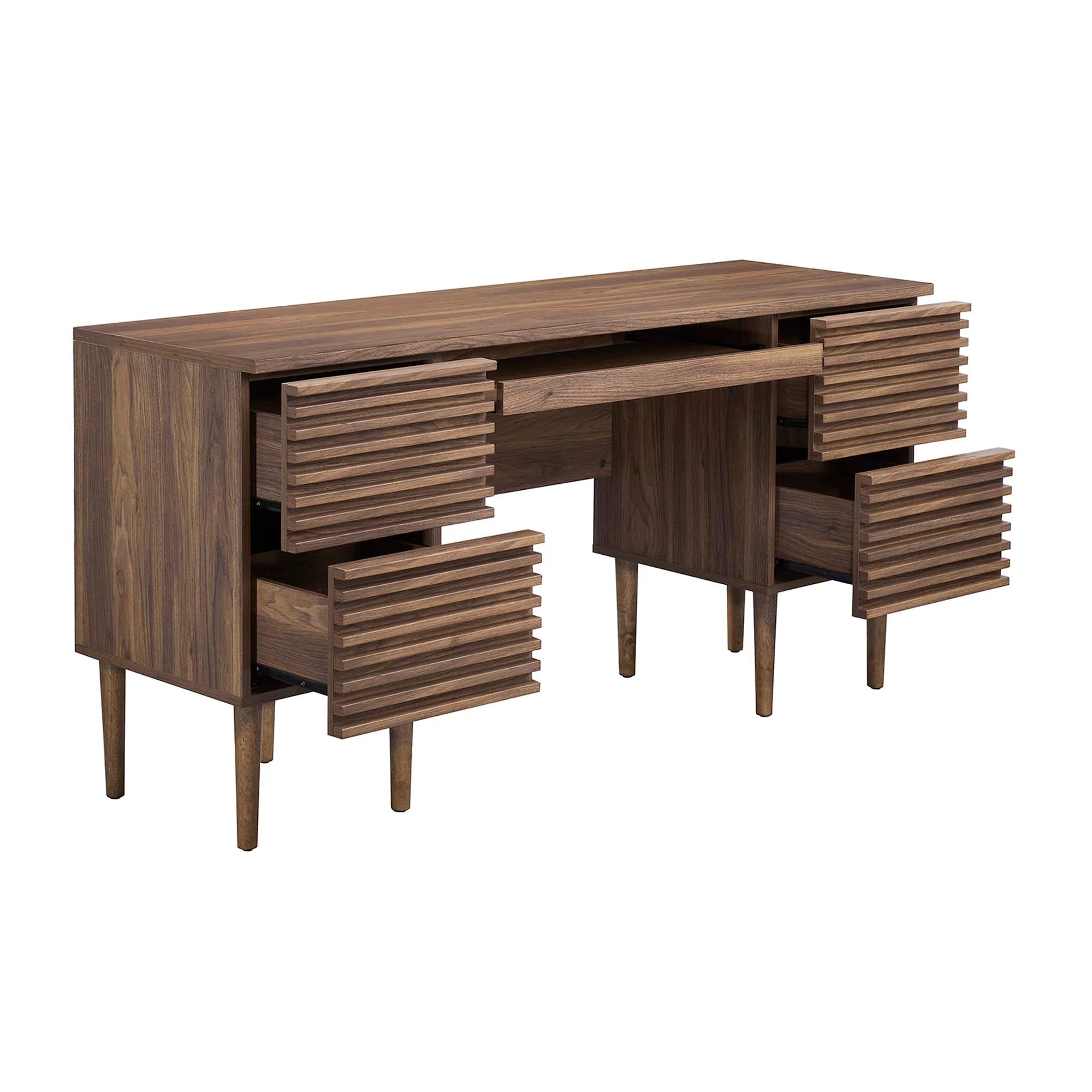 Render Office Desk in Walnut