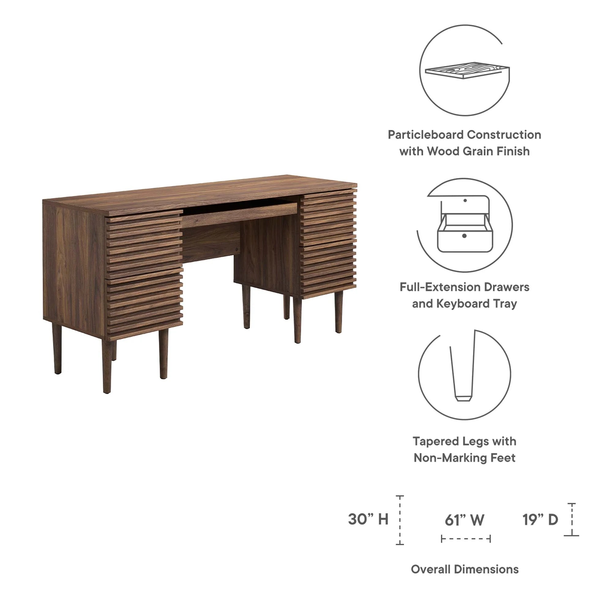 Render Office Desk in Walnut
