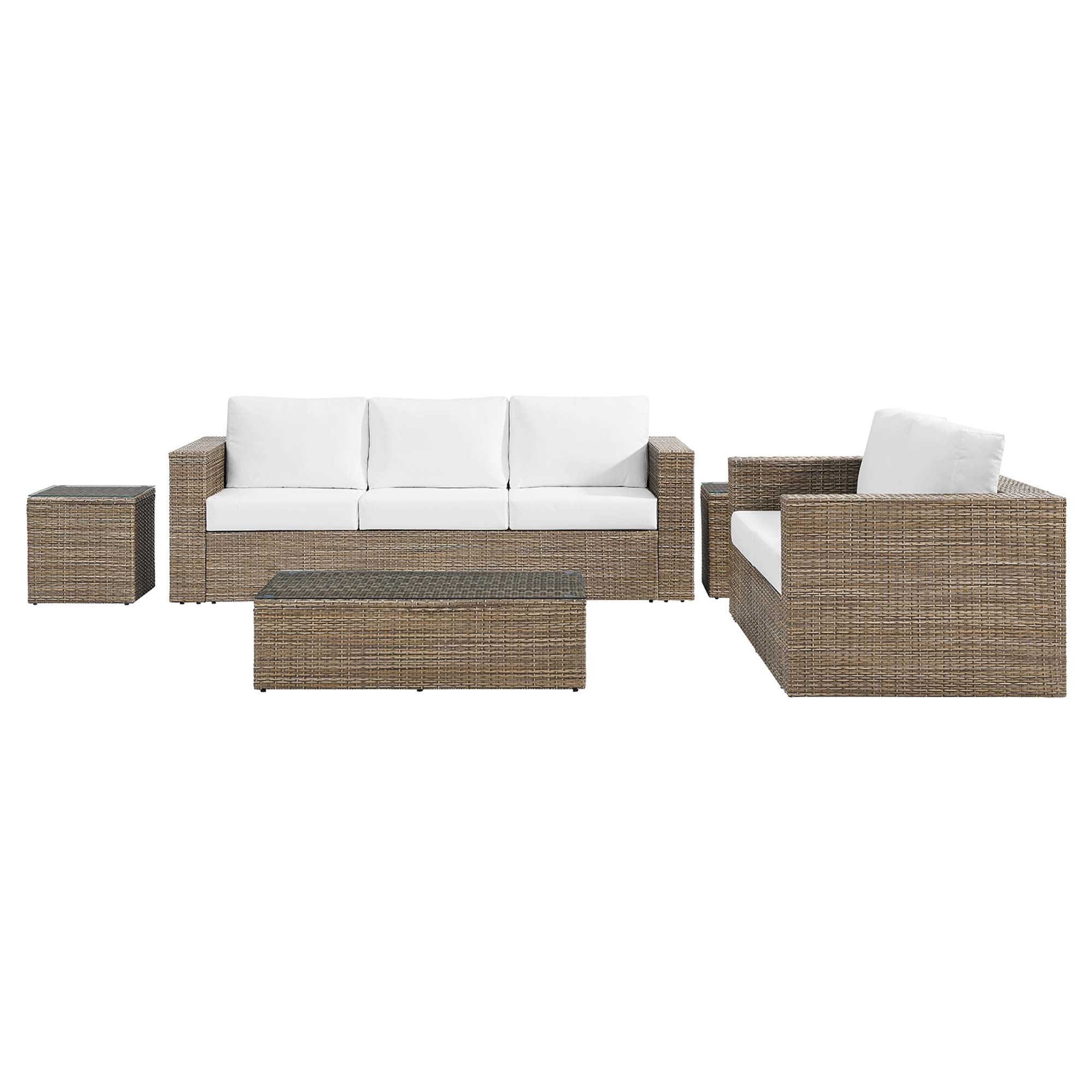 Convene 5-Piece Outdoor Patio Furniture Set in Cappuccino White