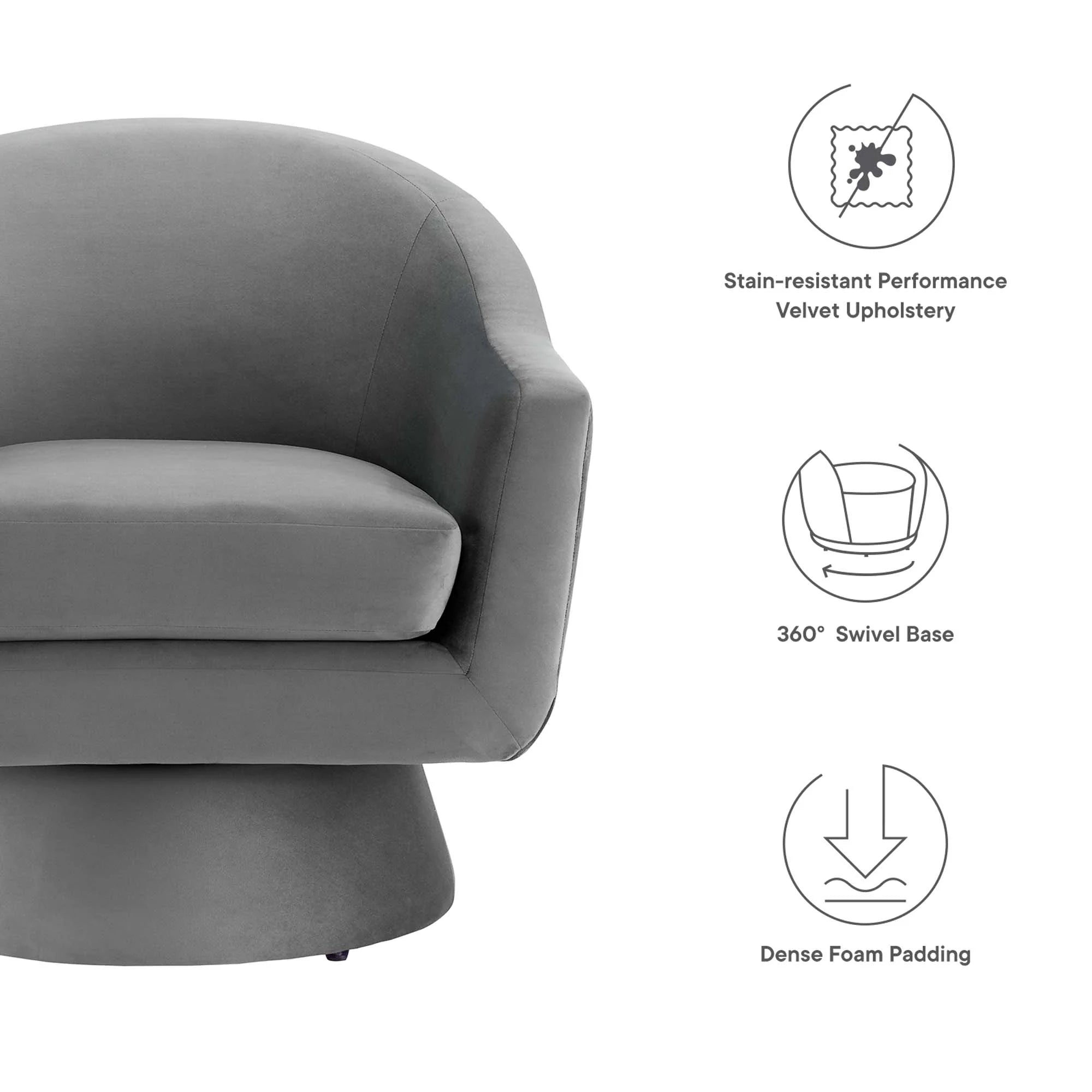 Chaise pivotante en tissu velours et bois Astral Performance