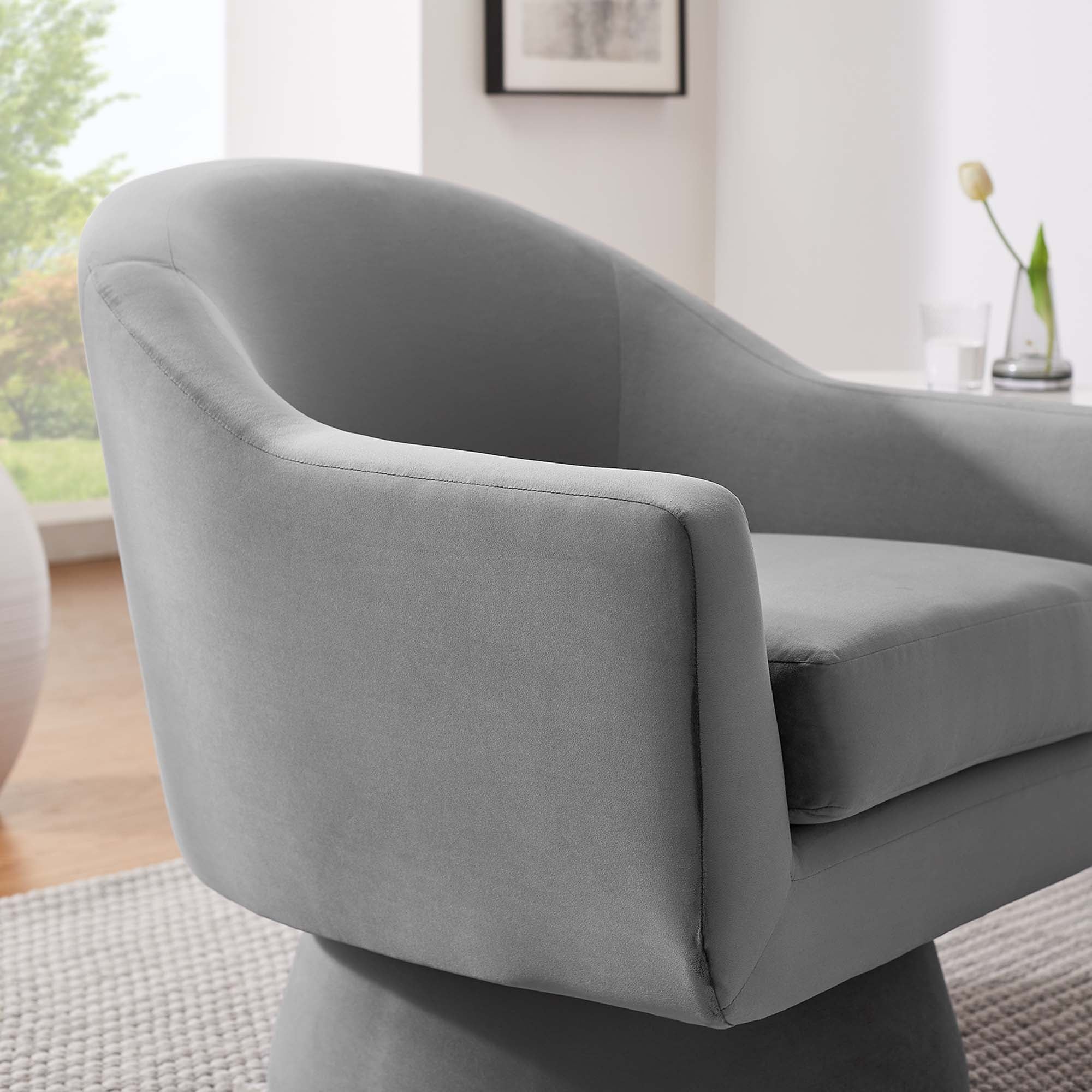 Chaise pivotante en tissu velours et bois Astral Performance