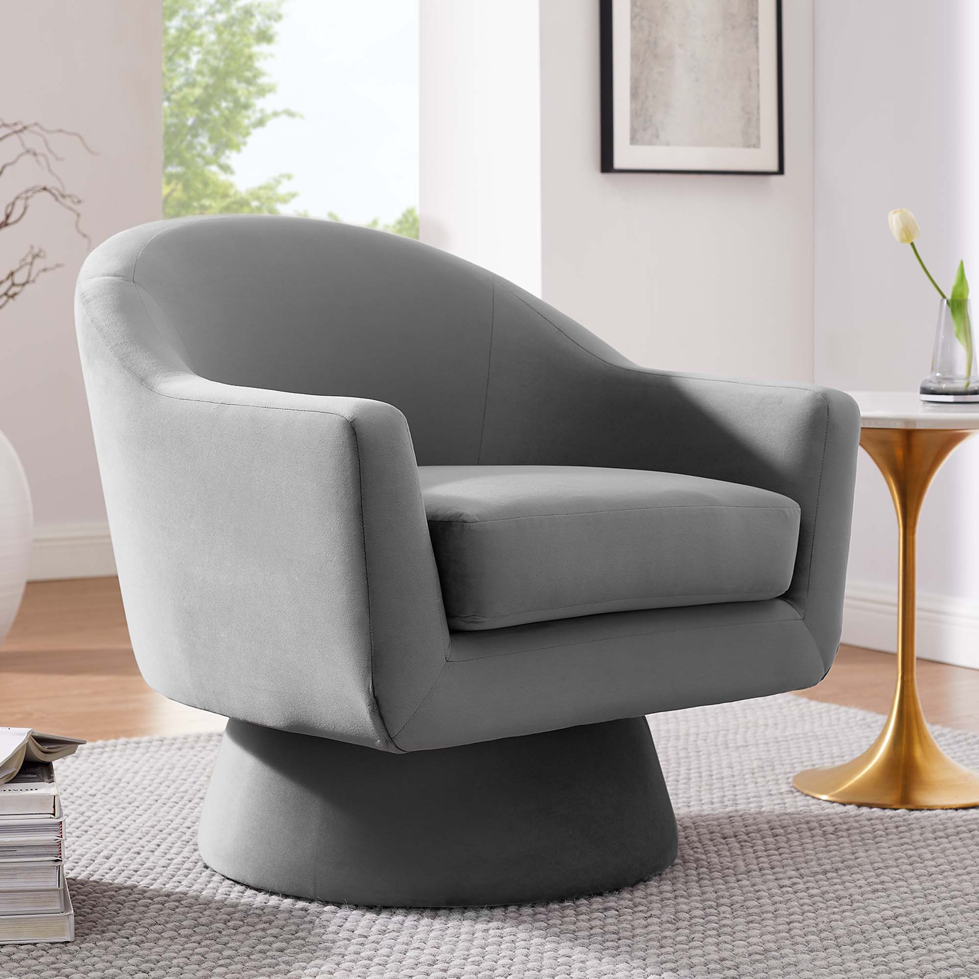 Chaise pivotante en tissu velours et bois Astral Performance