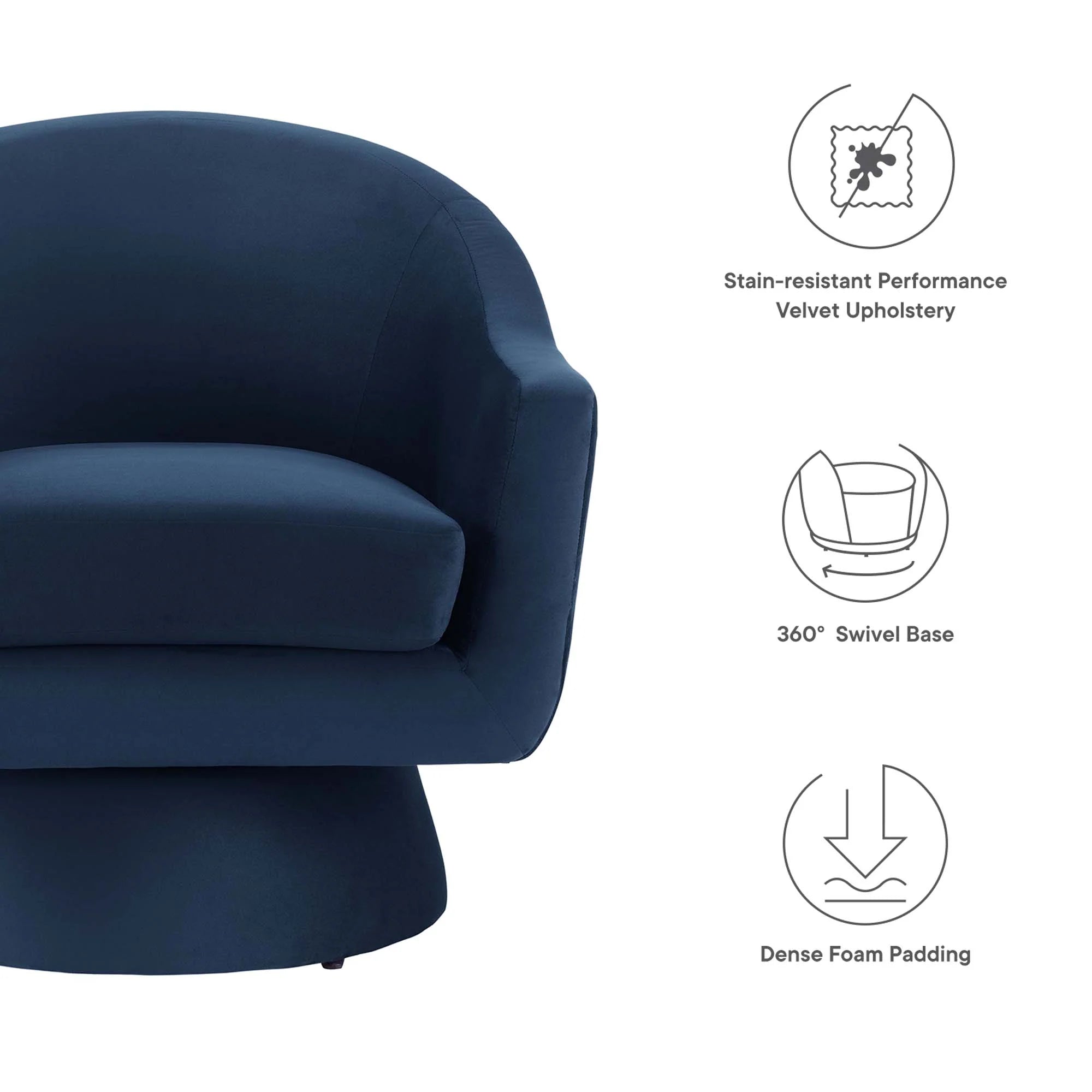 Chaise pivotante en tissu velours et bois Astral Performance