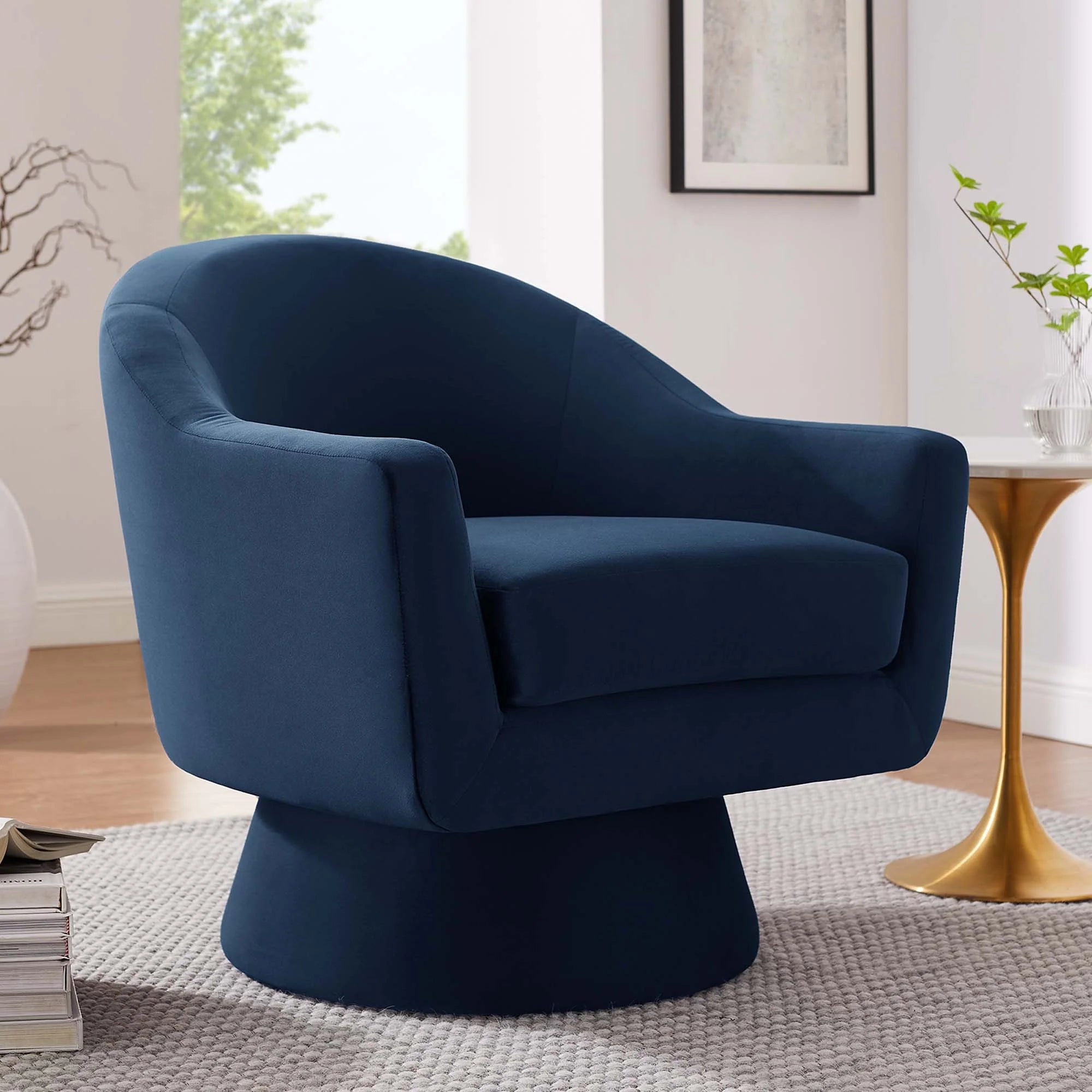 Chaise pivotante en tissu velours et bois Astral Performance