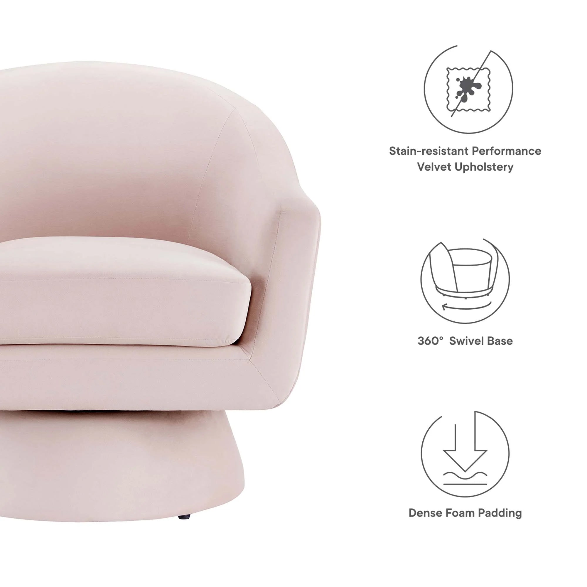 Chaise pivotante en tissu velours et bois Astral Performance