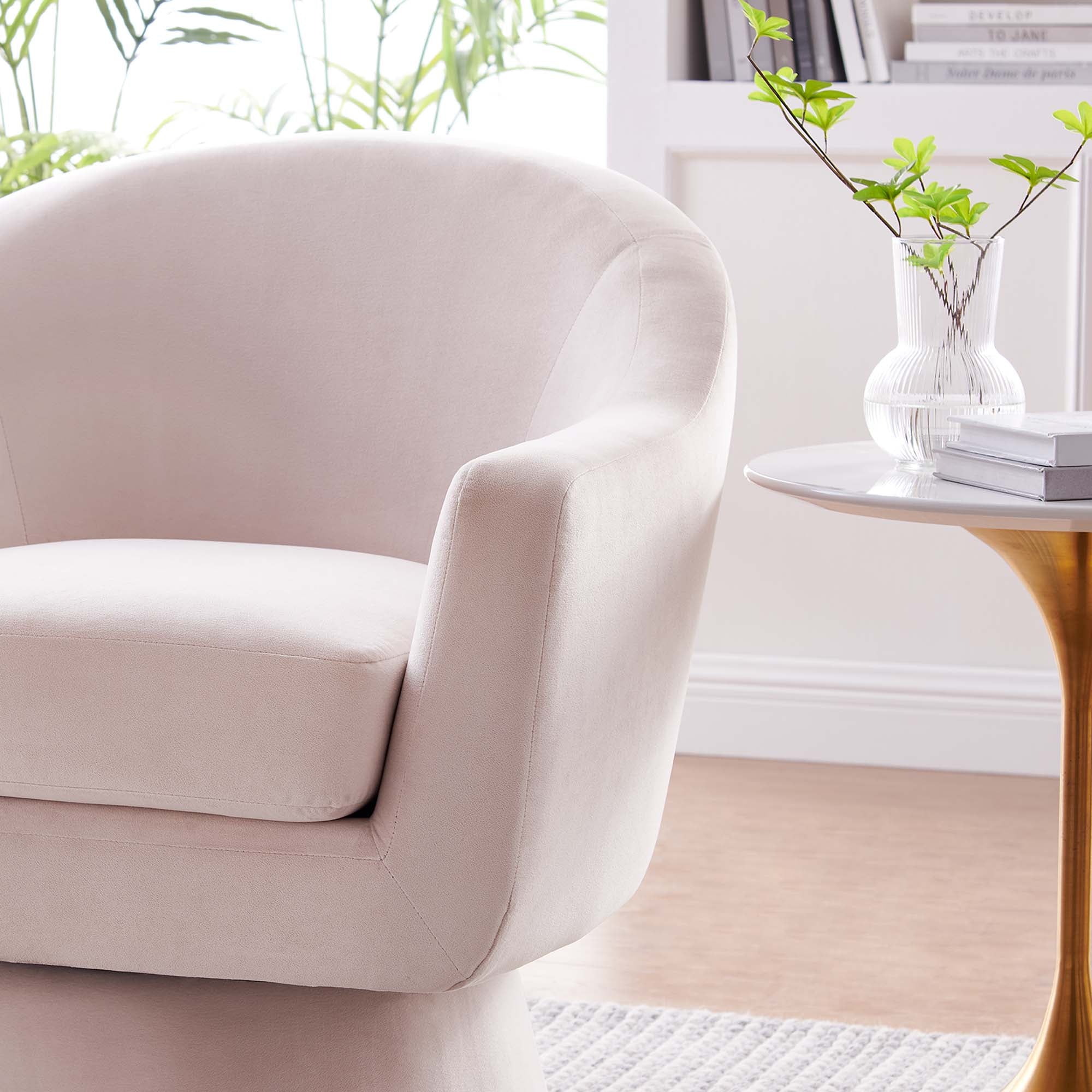 Chaise pivotante en tissu velours et bois Astral Performance