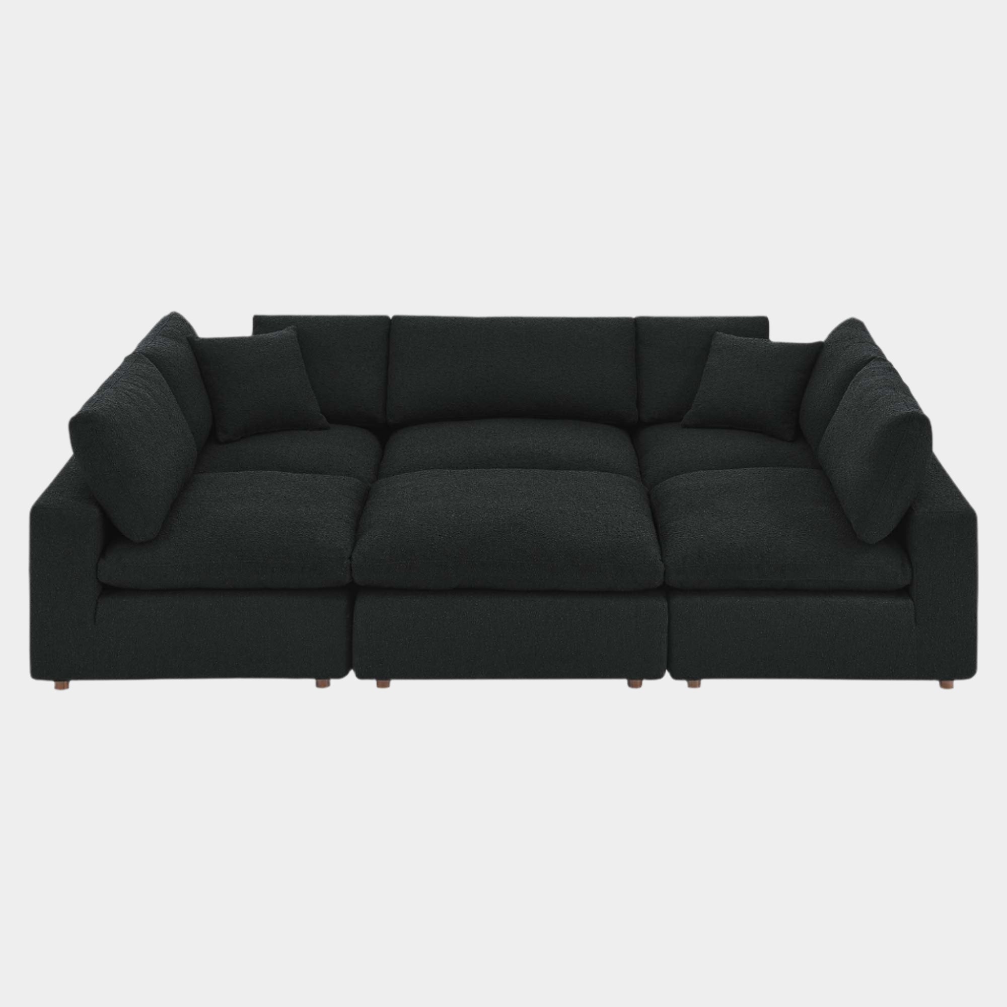 Commix Down Filled Overstuffed Boucle Fabric 6-Piece Sectional Sofa