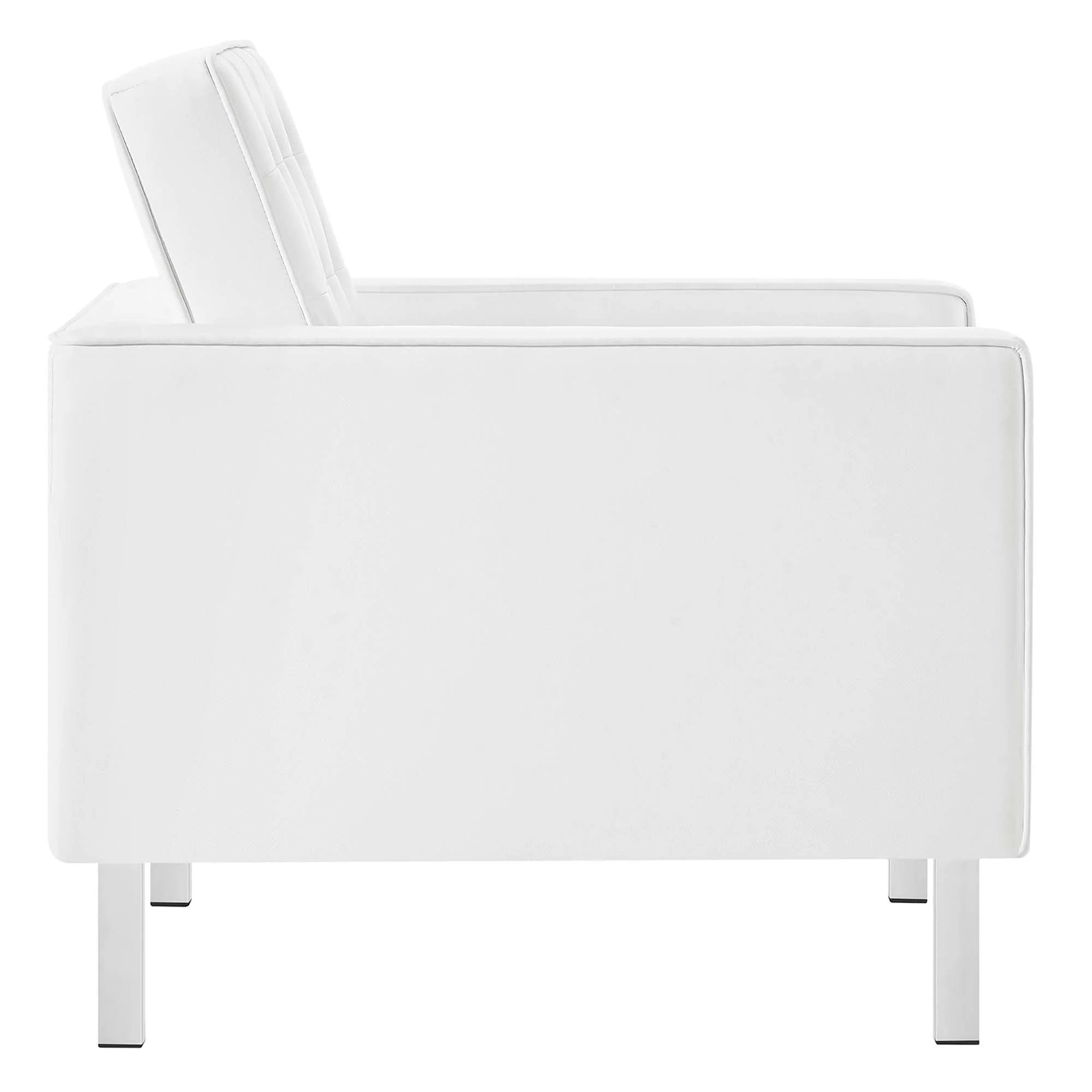 Loft Tufted Vegan Leather Armchair and Ottoman Set