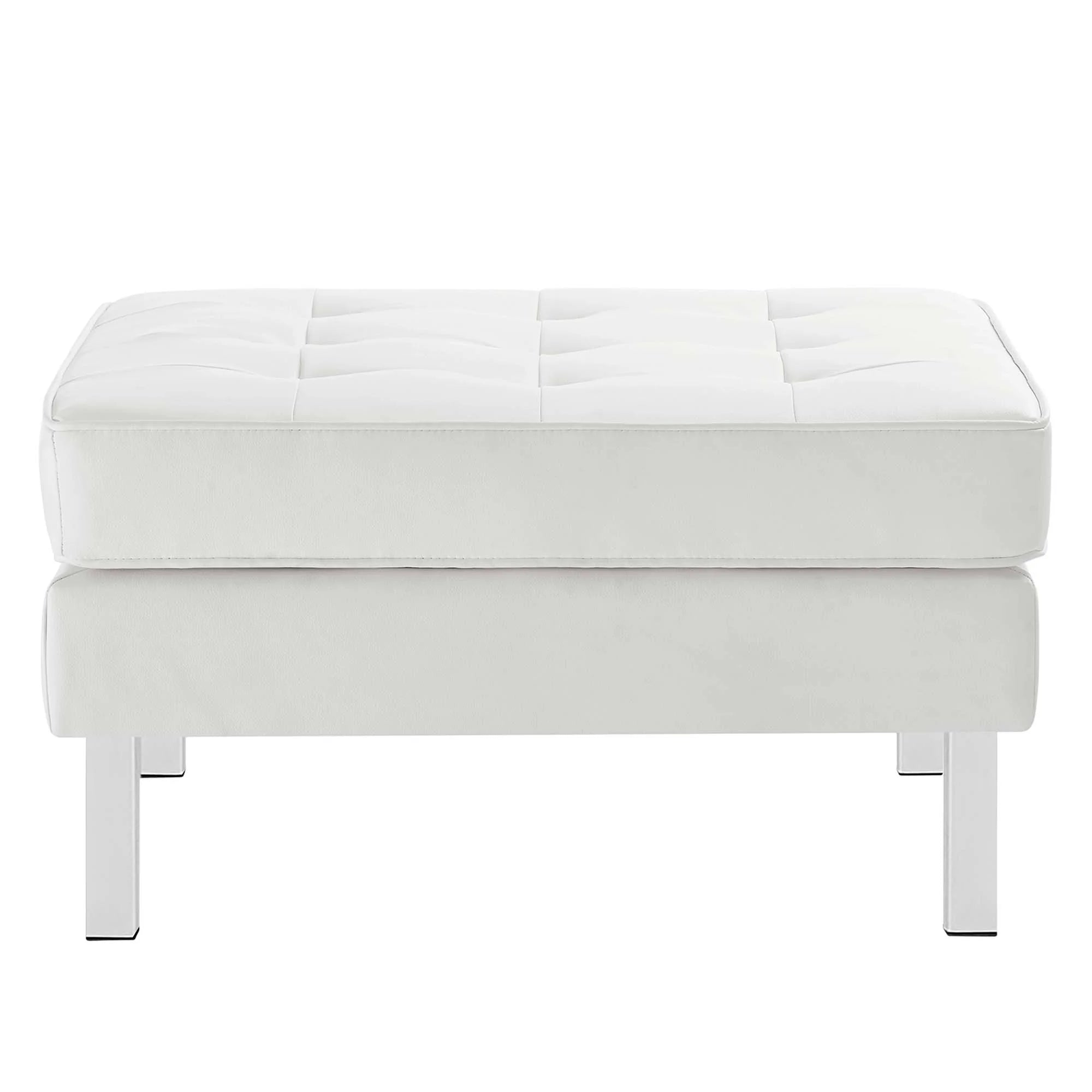 Loft Tufted Vegan Leather Armchair and Ottoman Set