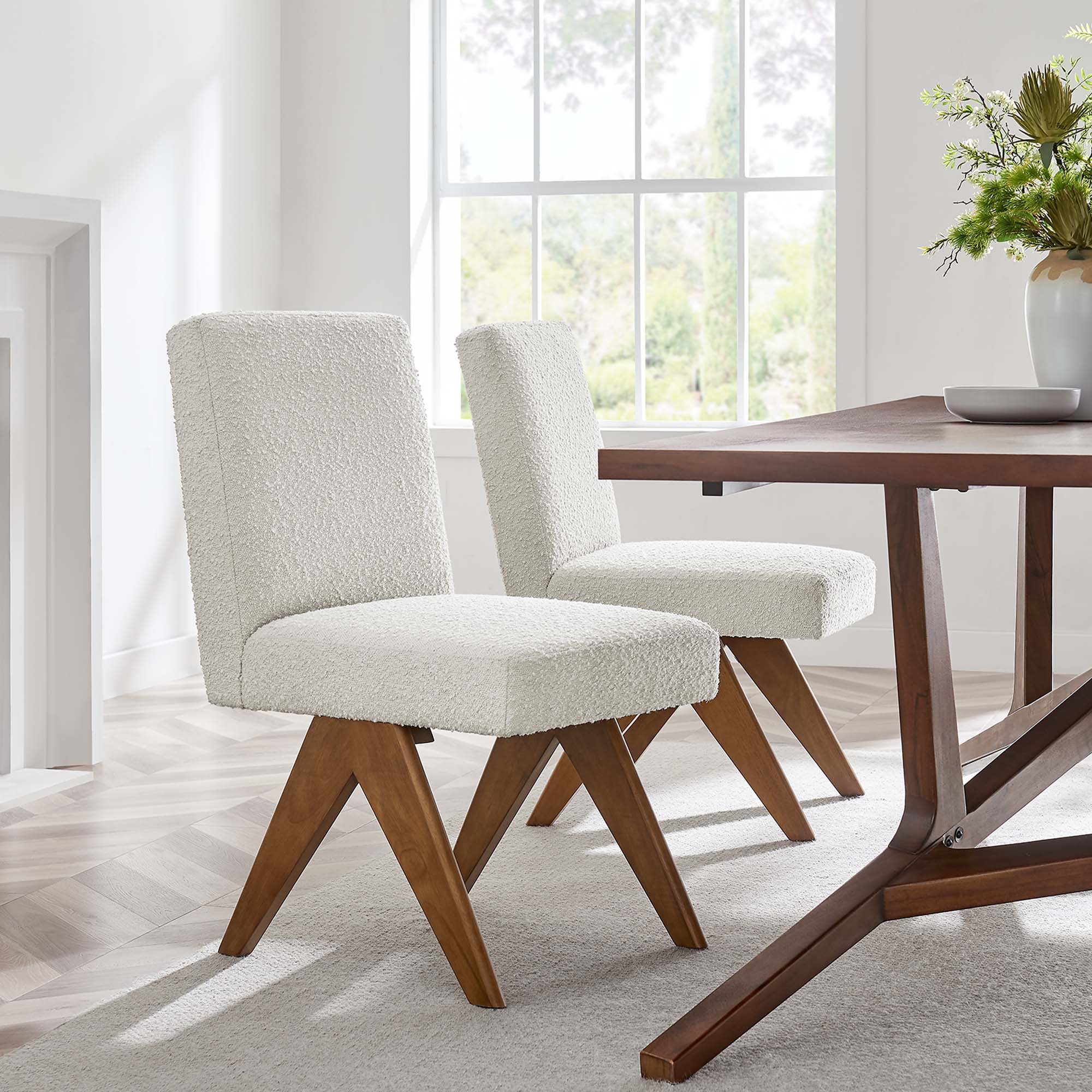 Lyra Boucle Fabric Dining Room Side Chair - Set of 2