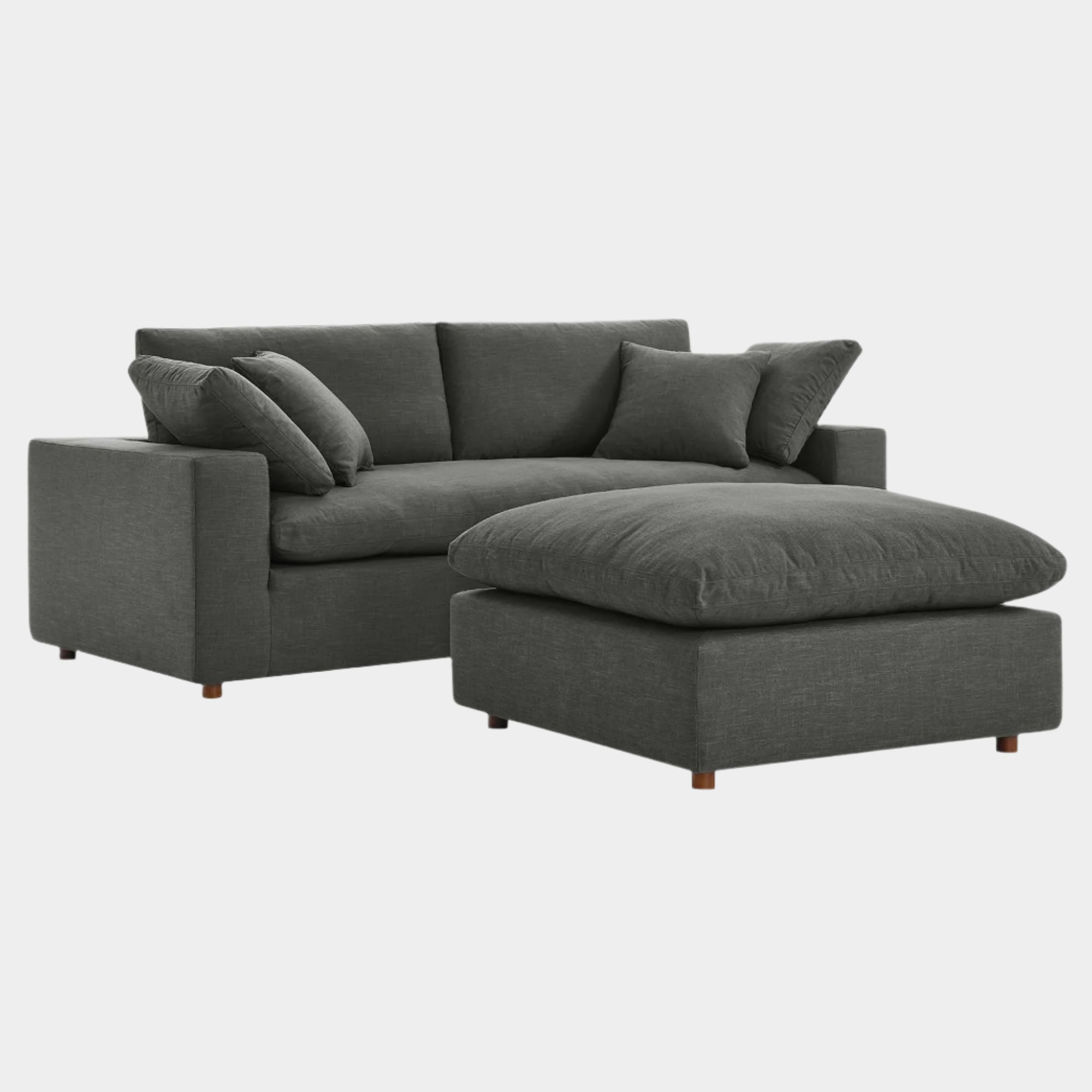Commix Down Filled Overstuffed Sectional Sofa and Ottoman Set