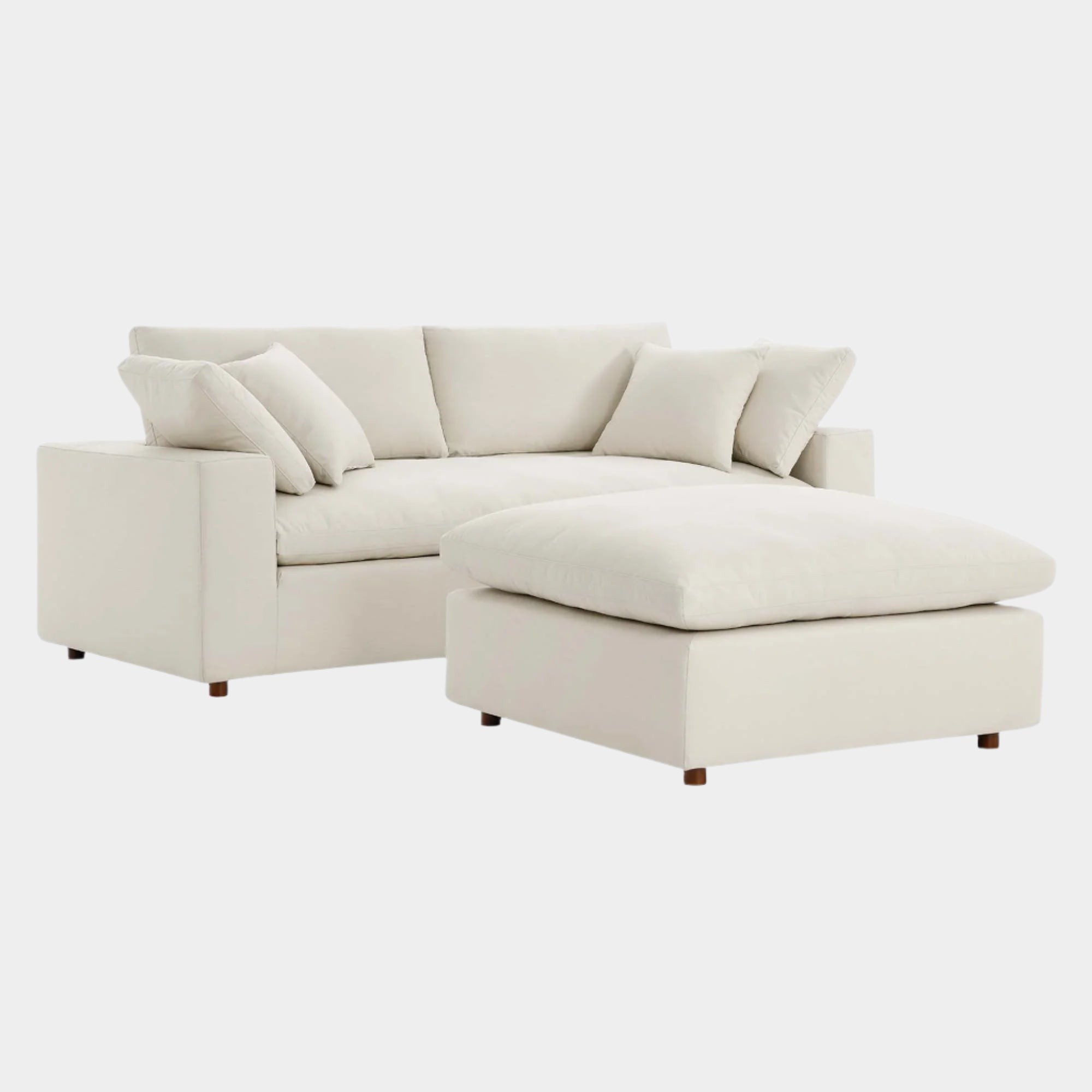 Commix Down Filled Overstuffed Sectional Sofa and Ottoman Set