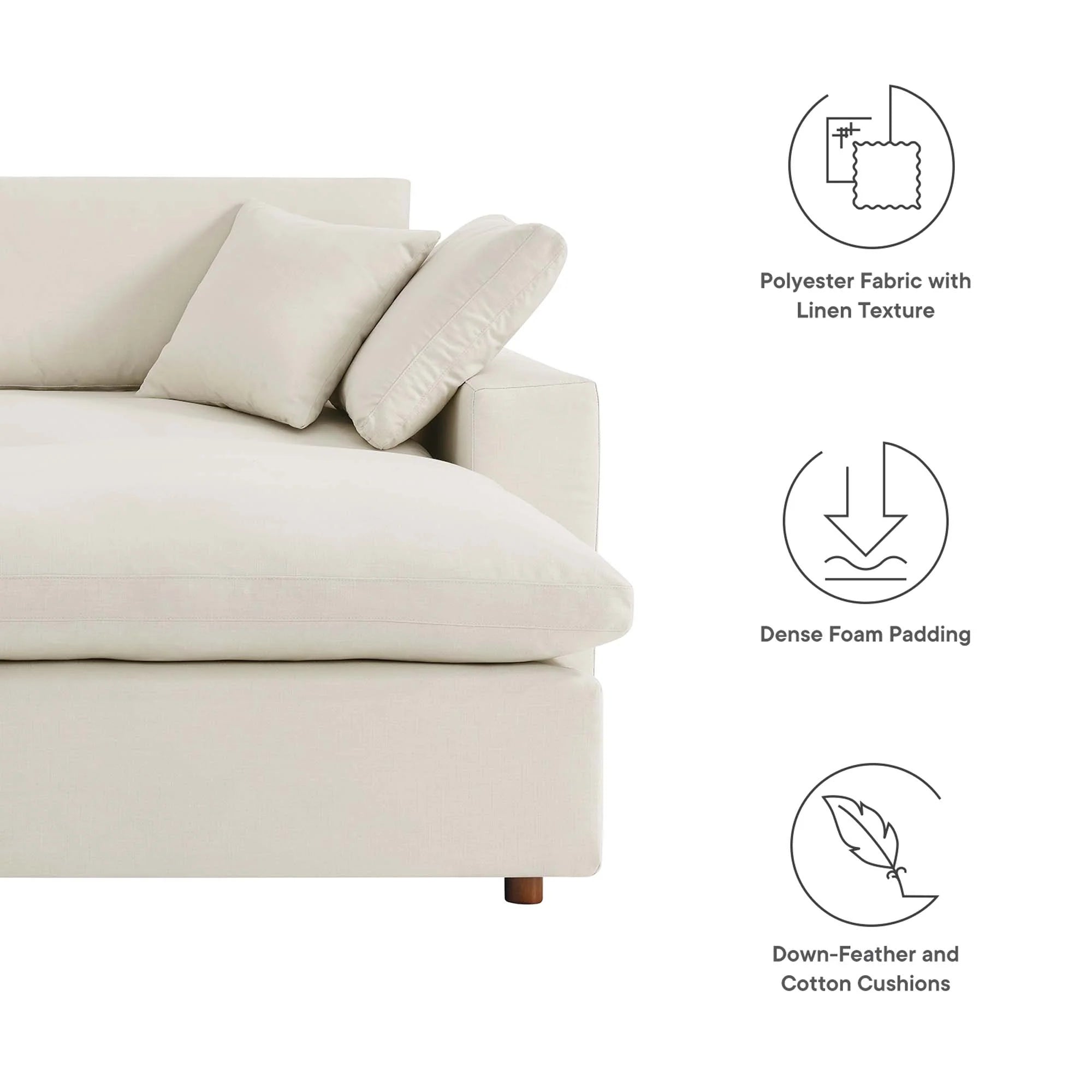 Commix Down Filled Overstuffed Sectional Sofa and Ottoman Set
