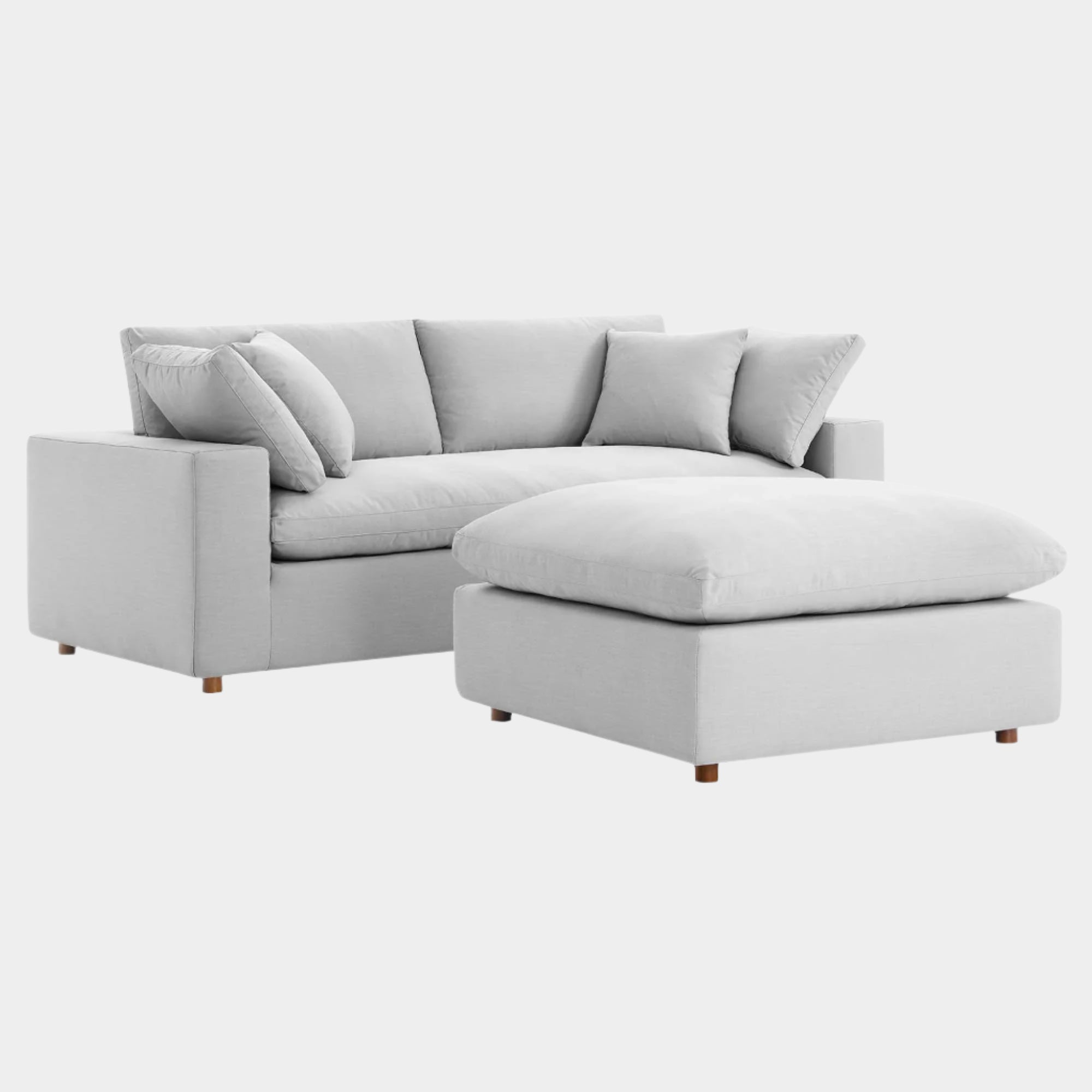 Commix Down Filled Overstuffed Sectional Sofa and Ottoman Set