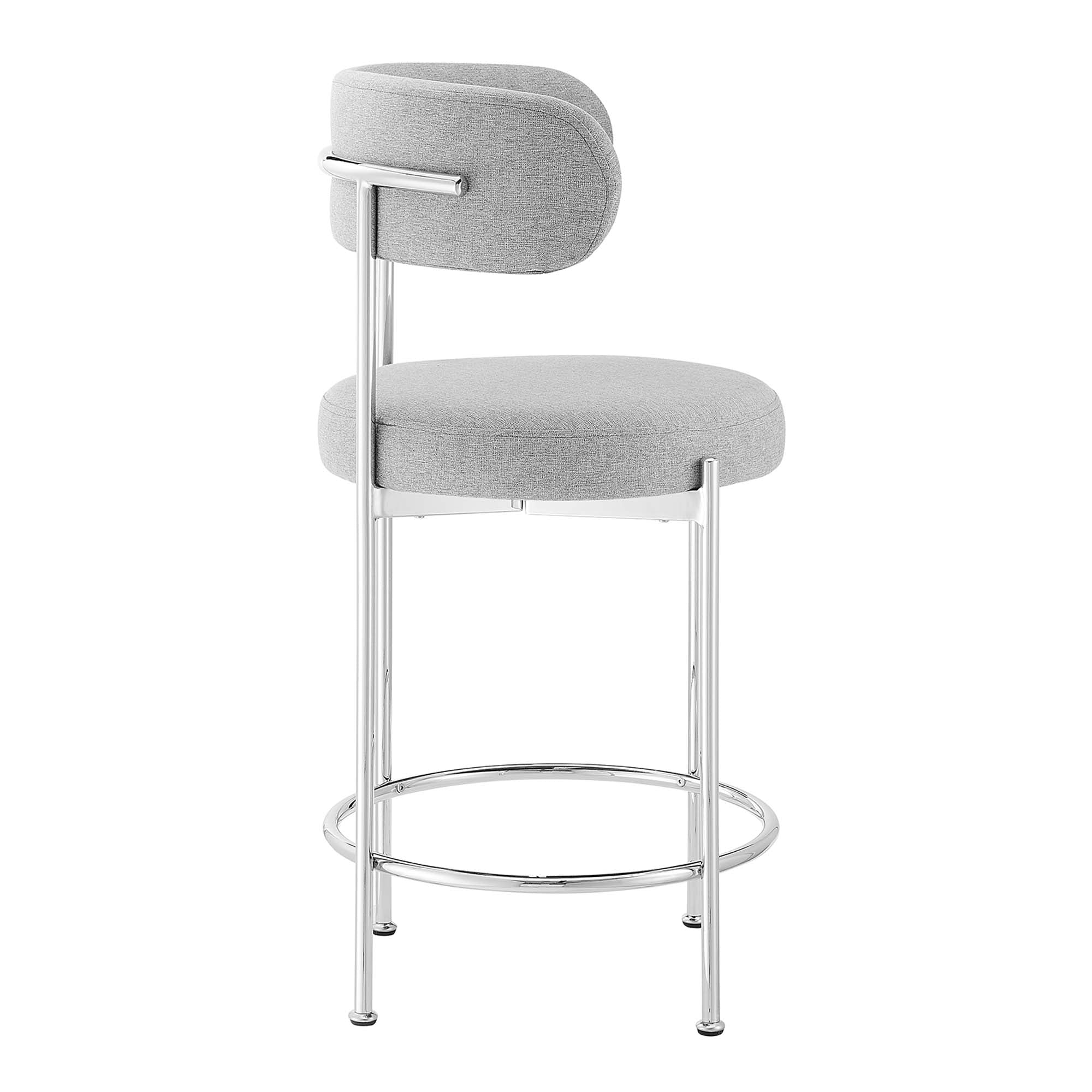 Albie Fabric Counter Stools Set of 2 in Gray Silver